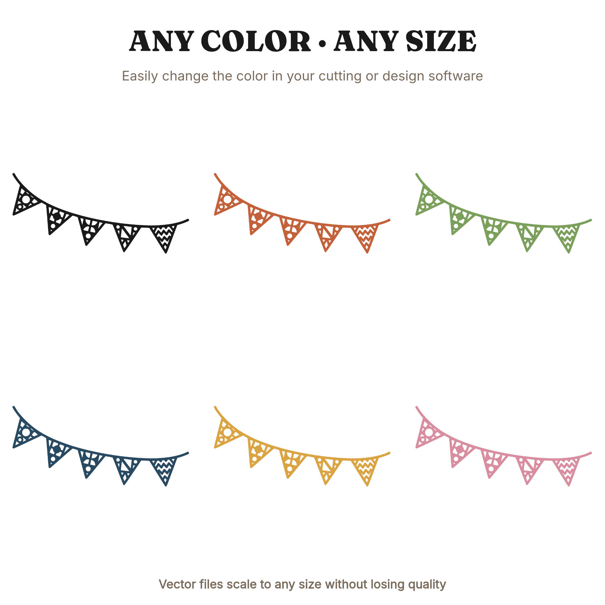 Diagonal Fiesta Banner SVG PNG, Papel Picado Pennants, Day of the Dead Cut File, Mid Century Minimal, view 2