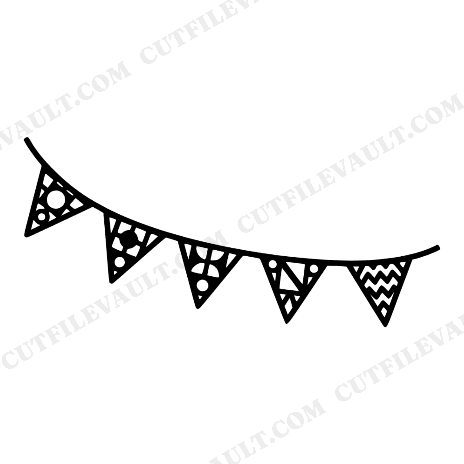 Diagonal Fiesta Banner SVG PNG, Papel Picado Pennants, Day of the Dead Cut File, Mid Century Minimal, view 1