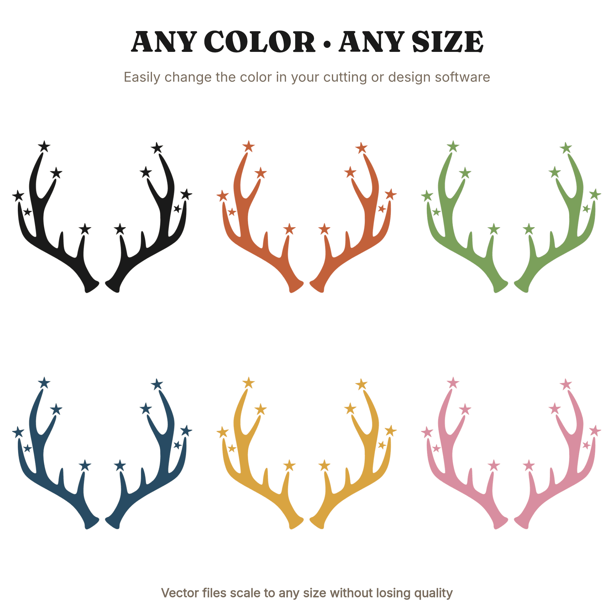 Winter Solstice Celestial Antler Constellation SVG PNG, Mystical Woodland Star Cut File, view 2