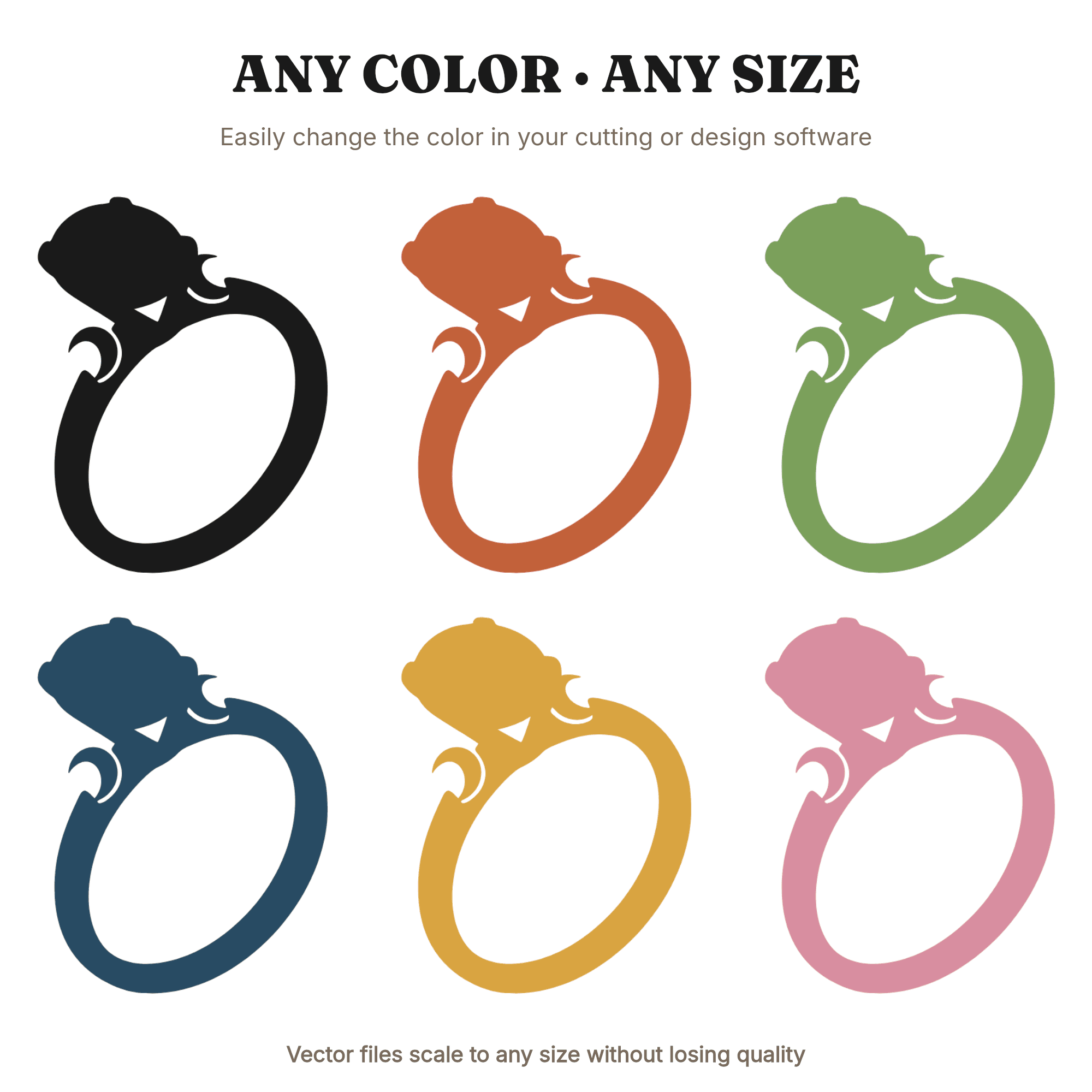 Celestial Engagement Ring SVG PNG, Crescent Moon Wedding Ring Cut File, Mystical Bridal Clipart, view 2