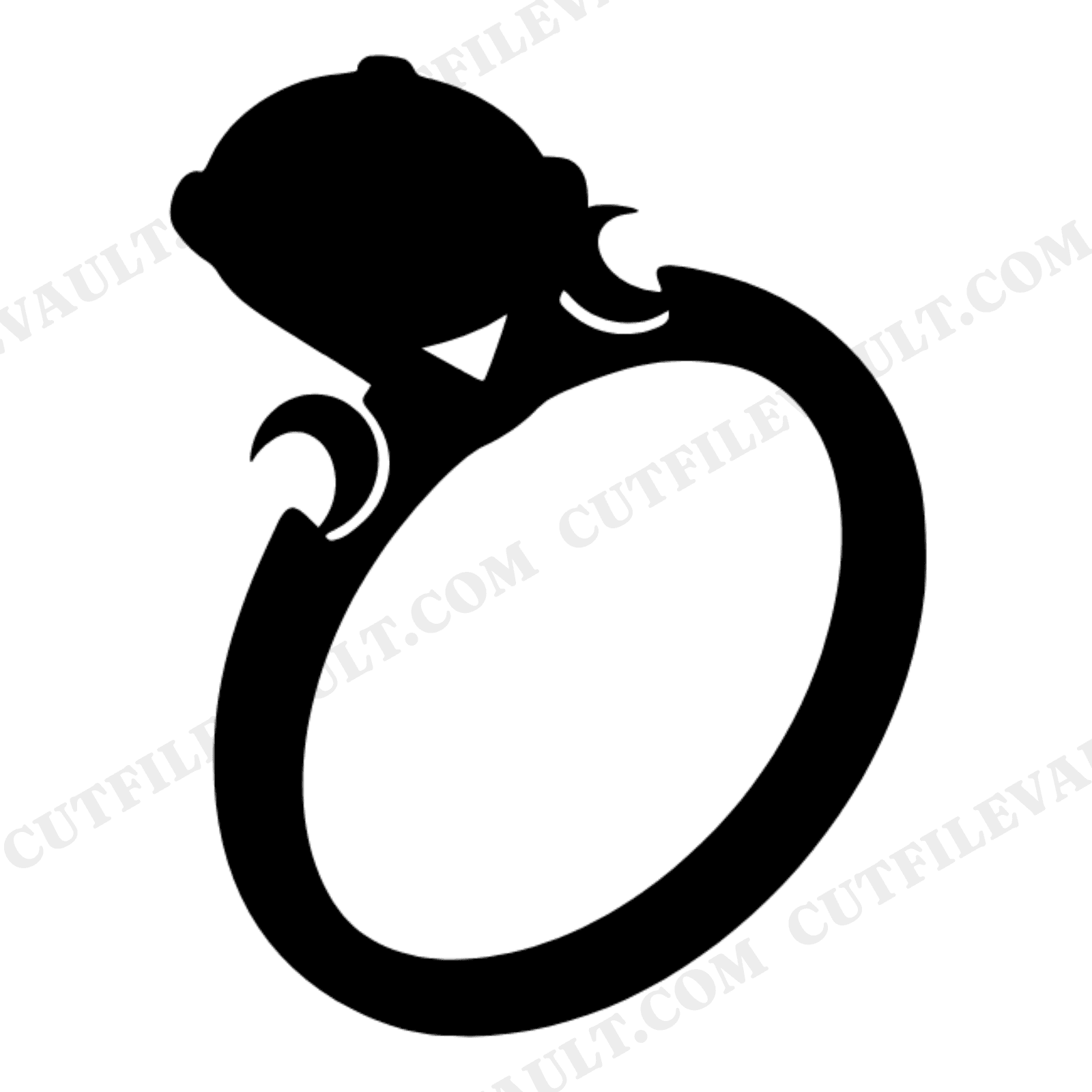 Celestial Engagement Ring SVG PNG, Crescent Moon Wedding Ring Cut File, Mystical Bridal Clipart, view 1