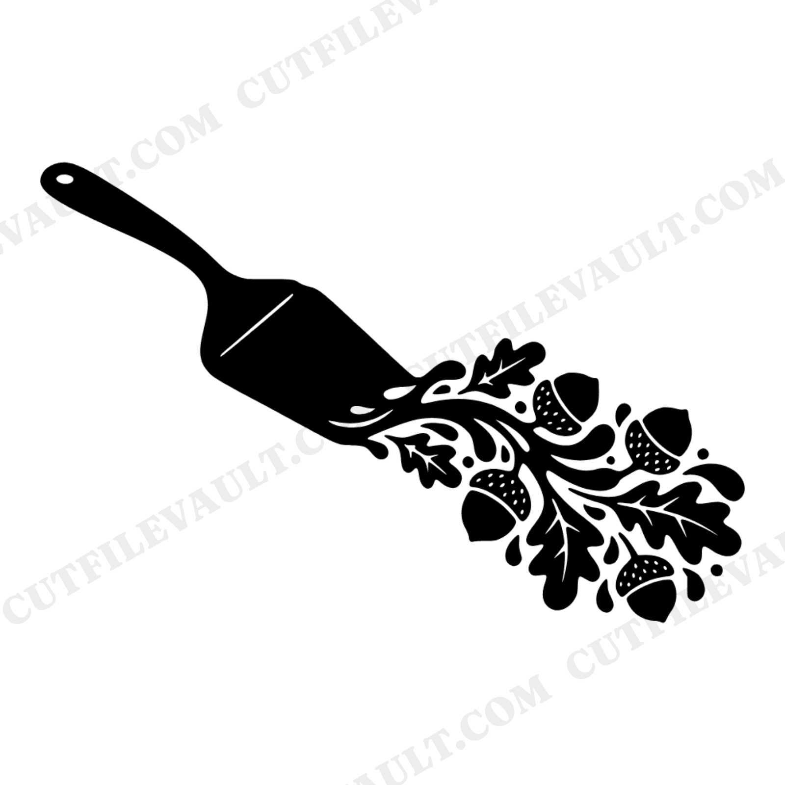 Harvest Pie Server SVG PNG with Oak Leaves and Acorns, Thanksgiving Kitchen Decor Cut File, view 1