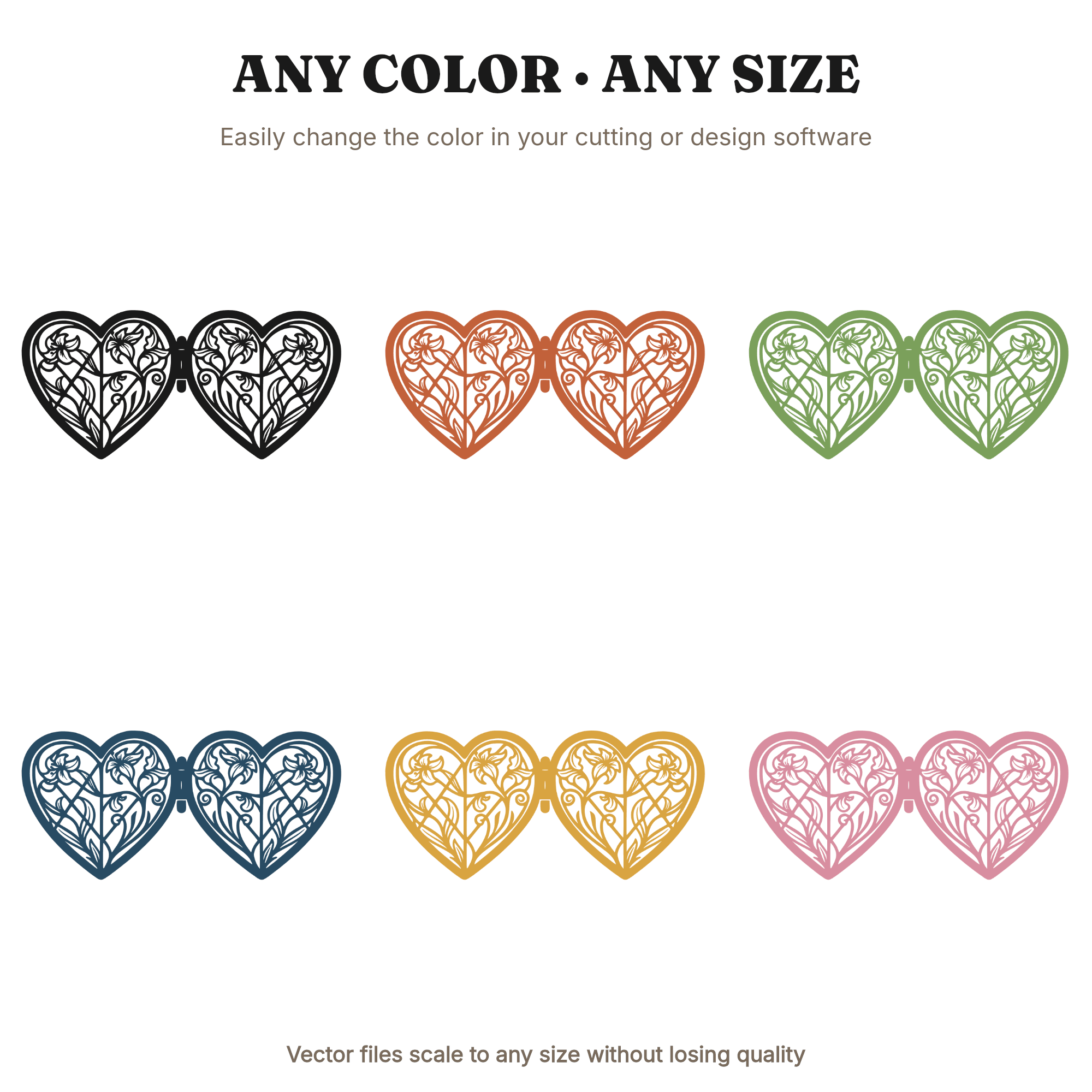 Open Locket SVG with Stained Glass Hearts PNG, Vintage Botanical Valentine Cut File for Cricut, view 2