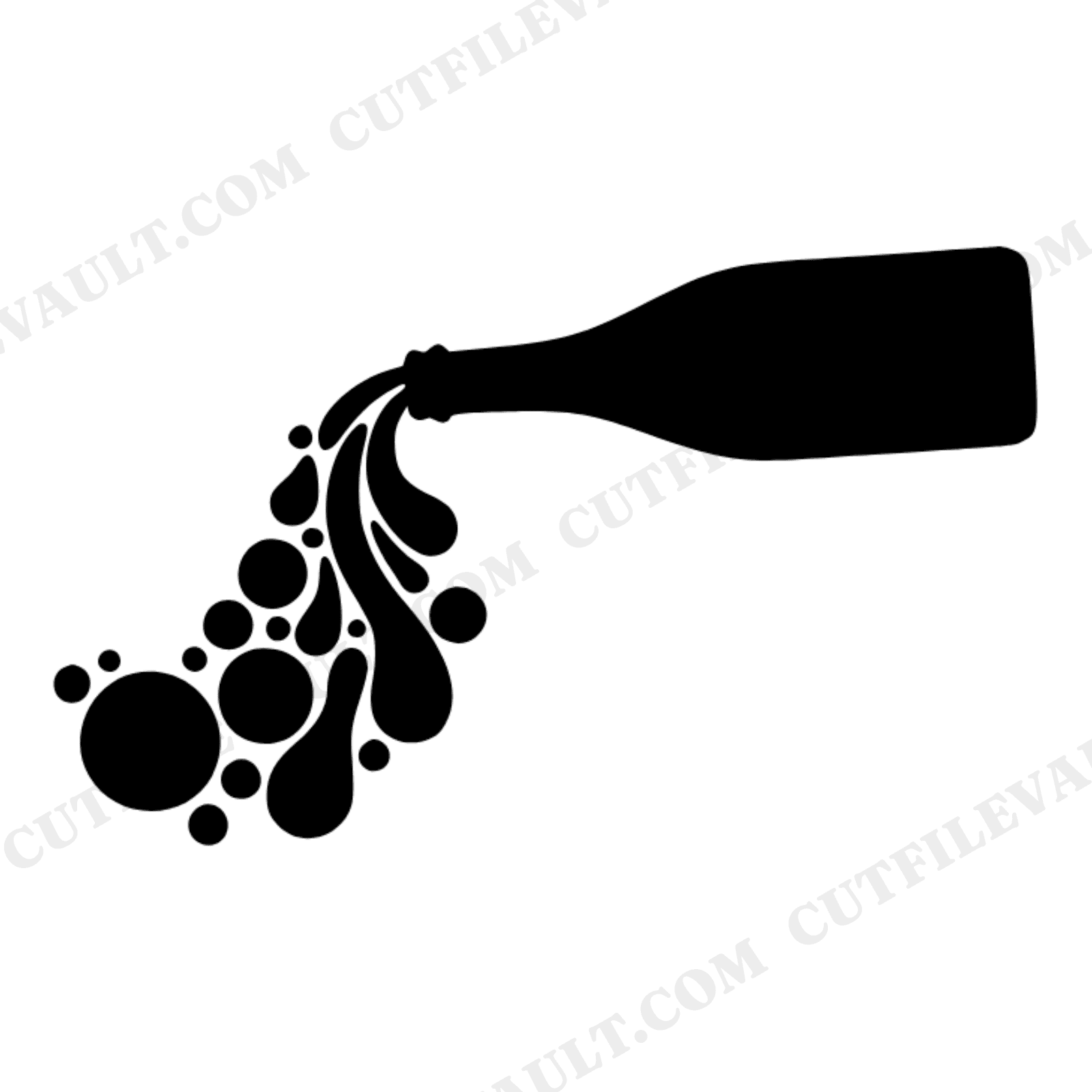 Retro 70s Champagne Bottle SVG PNG, New Years Eve Celebration Cut File, Groovy Wave Bubble Design, view 1