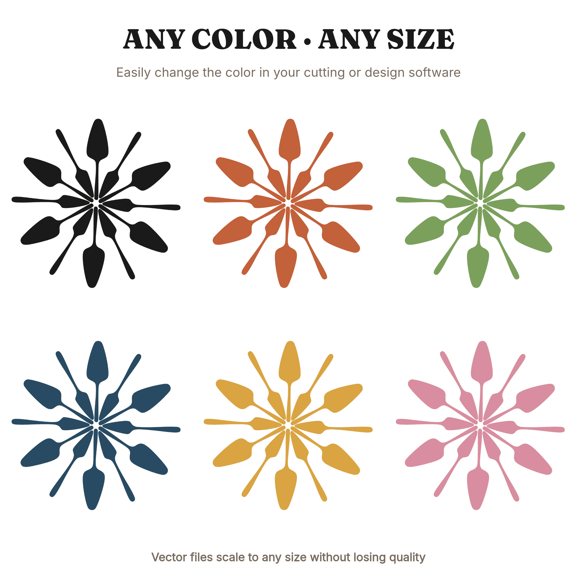 Mid Century Pie Server Starburst SVG PNG, Retro Kitchen Medallion Cut File, Thanksgiving Decor, view 2