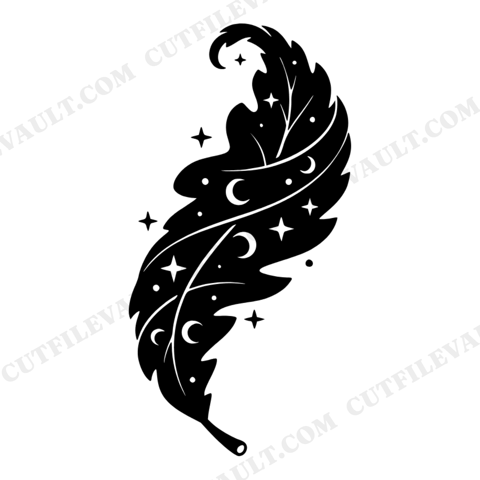 Celestial Oak Leaf SVG PNG, Mystical Autumn Leaf with Moon and Stars, Fall Cut File, view 1