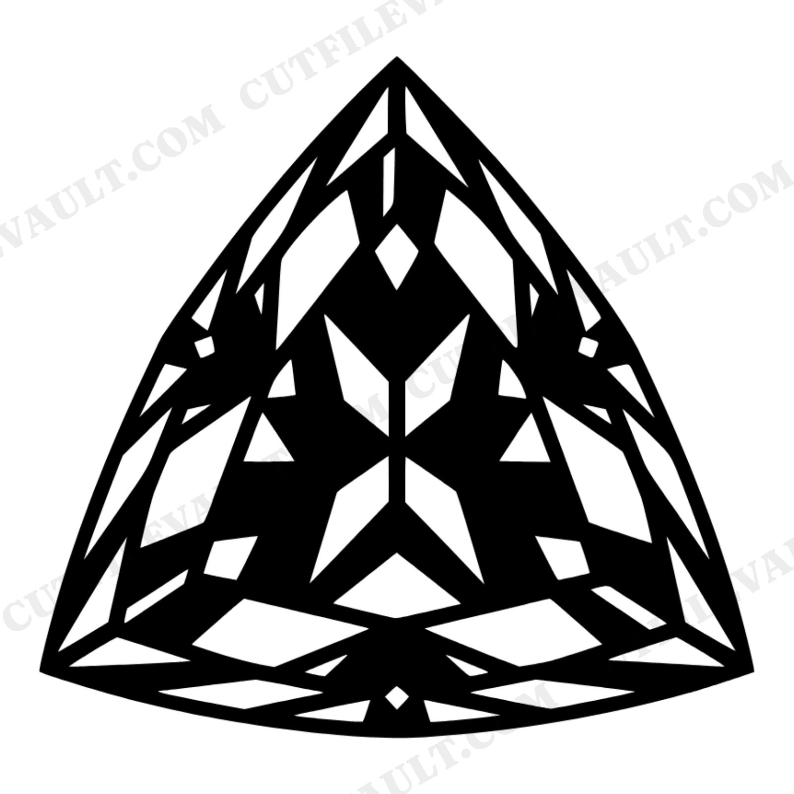 Trillion Cut Gemstone SVG PNG, Geometric Facet Triangle Cut File, Modern Brutalist Design, view 1
