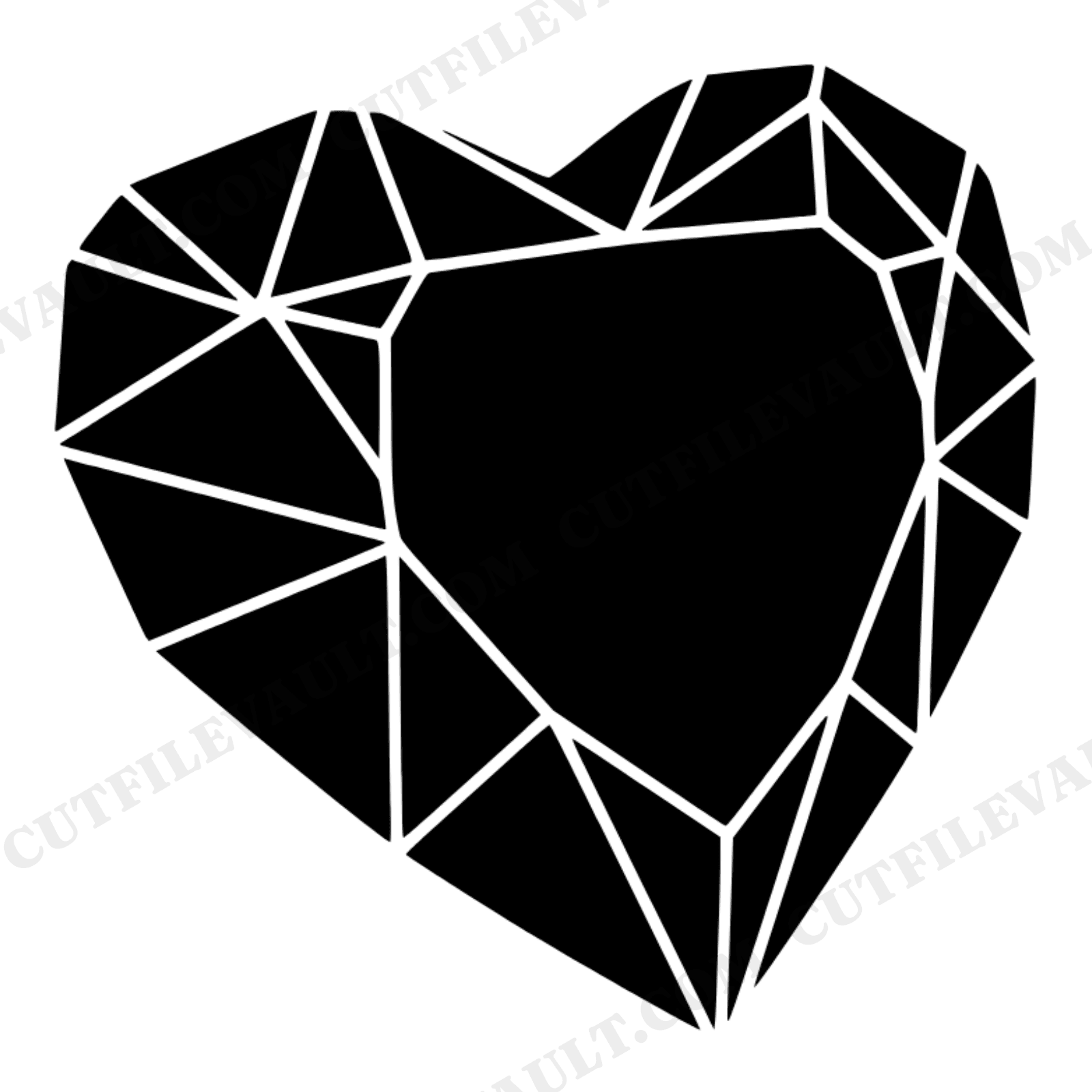 Retro 70s Gemstone Heart SVG PNG, Brilliant Cut Diamond Heart Cut File, Geometric Valentine SVG, view 1