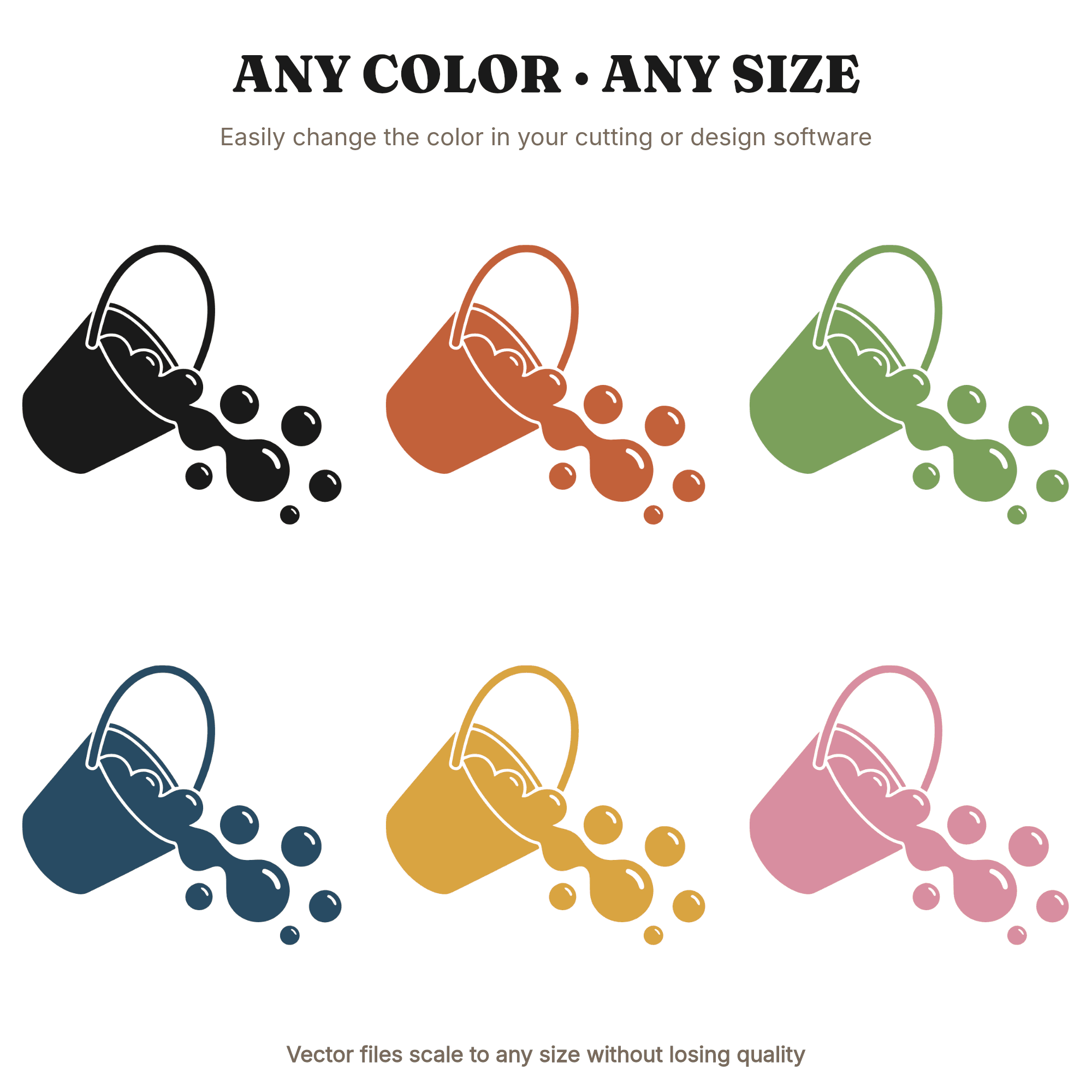 Tipped Candy Bucket SVG PNG, Chrome Bubbles Halloween Cut File, Mid Century Modern Nursery Decor, view 2