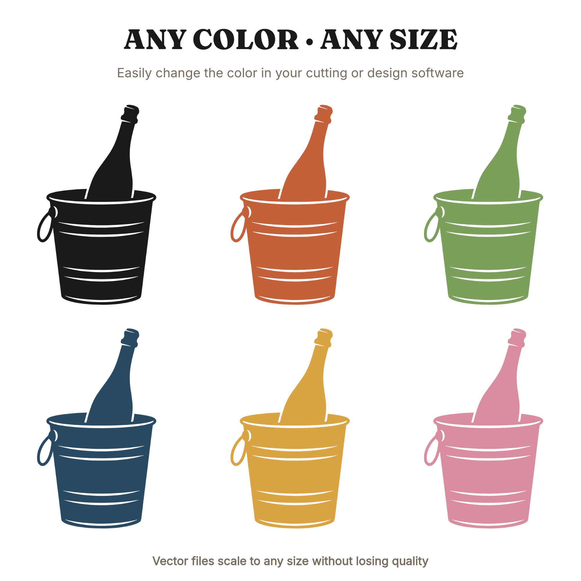 Farmhouse Champagne Bucket SVG PNG Retro 70s Wave Celebration Silhouette Cut File New Year Decor, view 2
