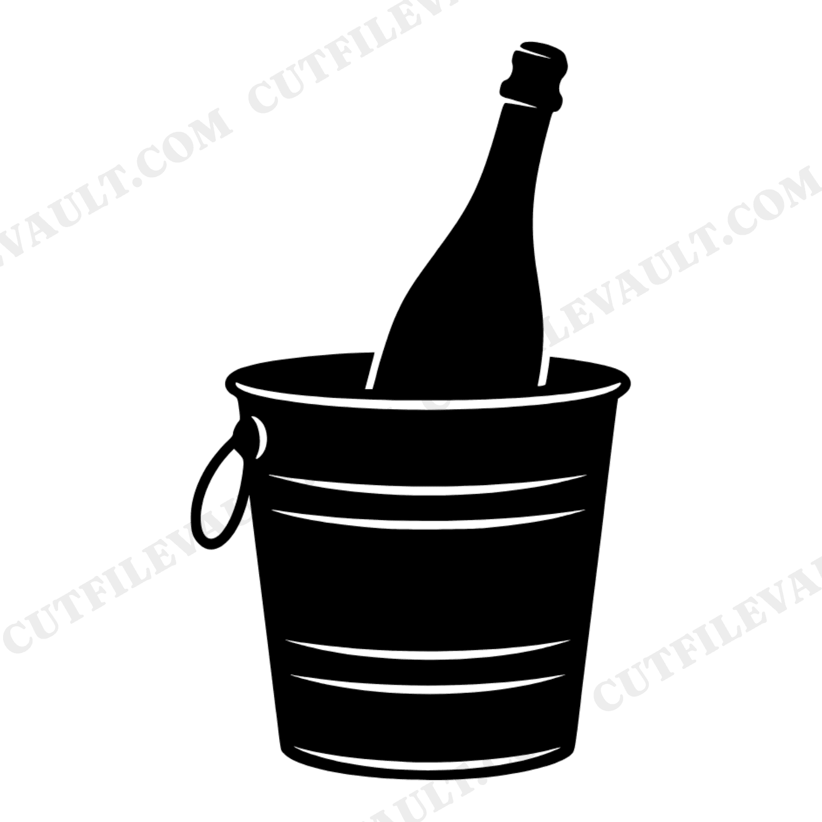 Farmhouse Champagne Bucket SVG PNG Retro 70s Wave Celebration Silhouette Cut File New Year Decor, view 1
