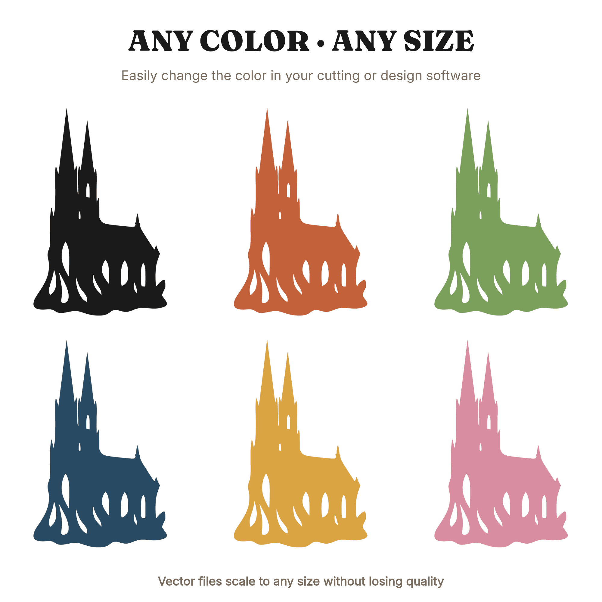 Twin Peak Crystal Formation SVG PNG, Cathedral Crystal Cluster Silhouette Cut File, Mineral Geology, view 2