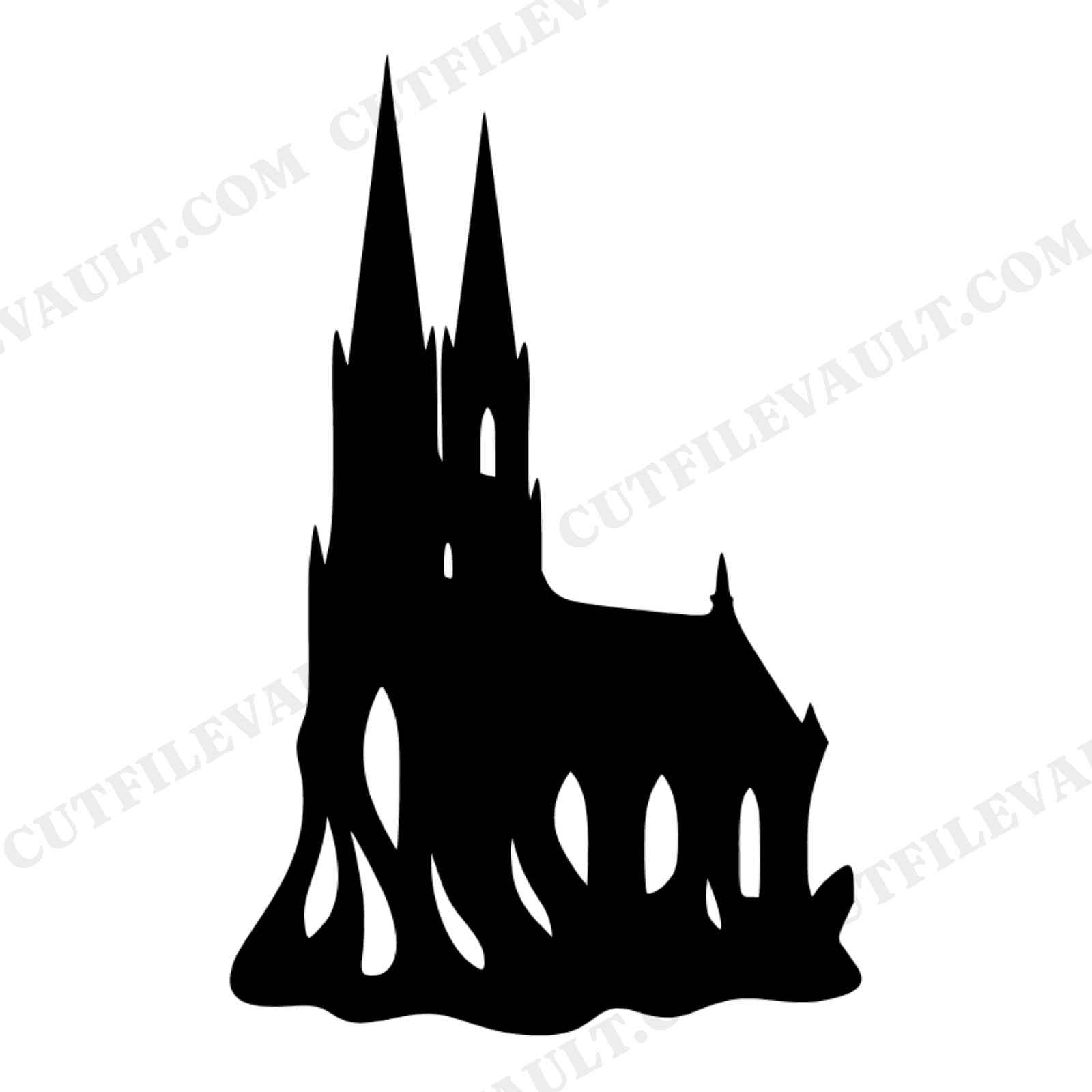 Twin Peak Crystal Formation SVG PNG, Cathedral Crystal Cluster Silhouette Cut File, Mineral Geology, view 1