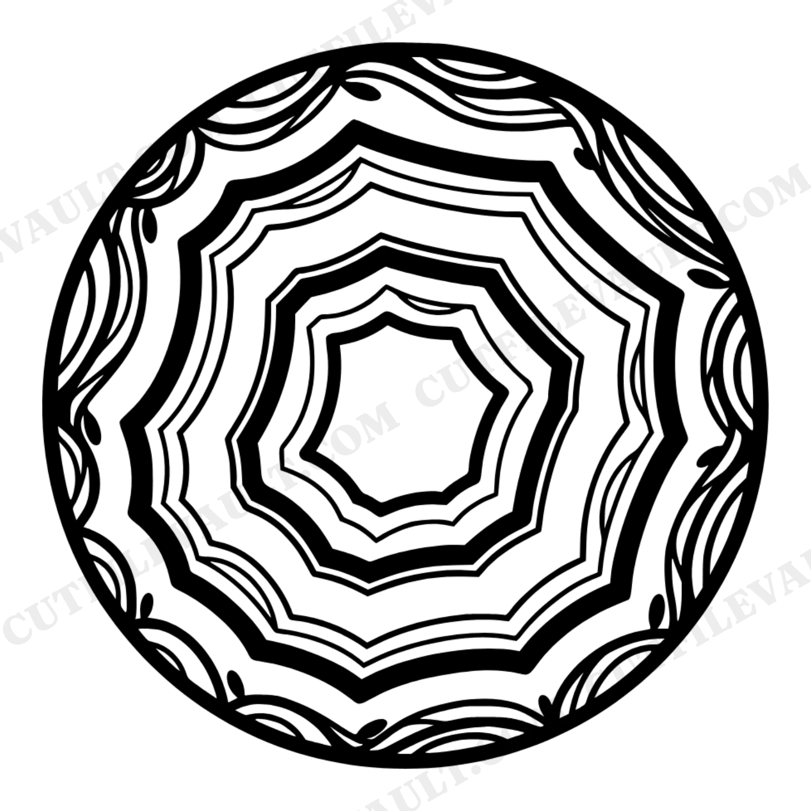 Art Nouveau Geode Slice Coaster SVG PNG, Crystal Bands Cross Section Cut File for Cricut, view 1