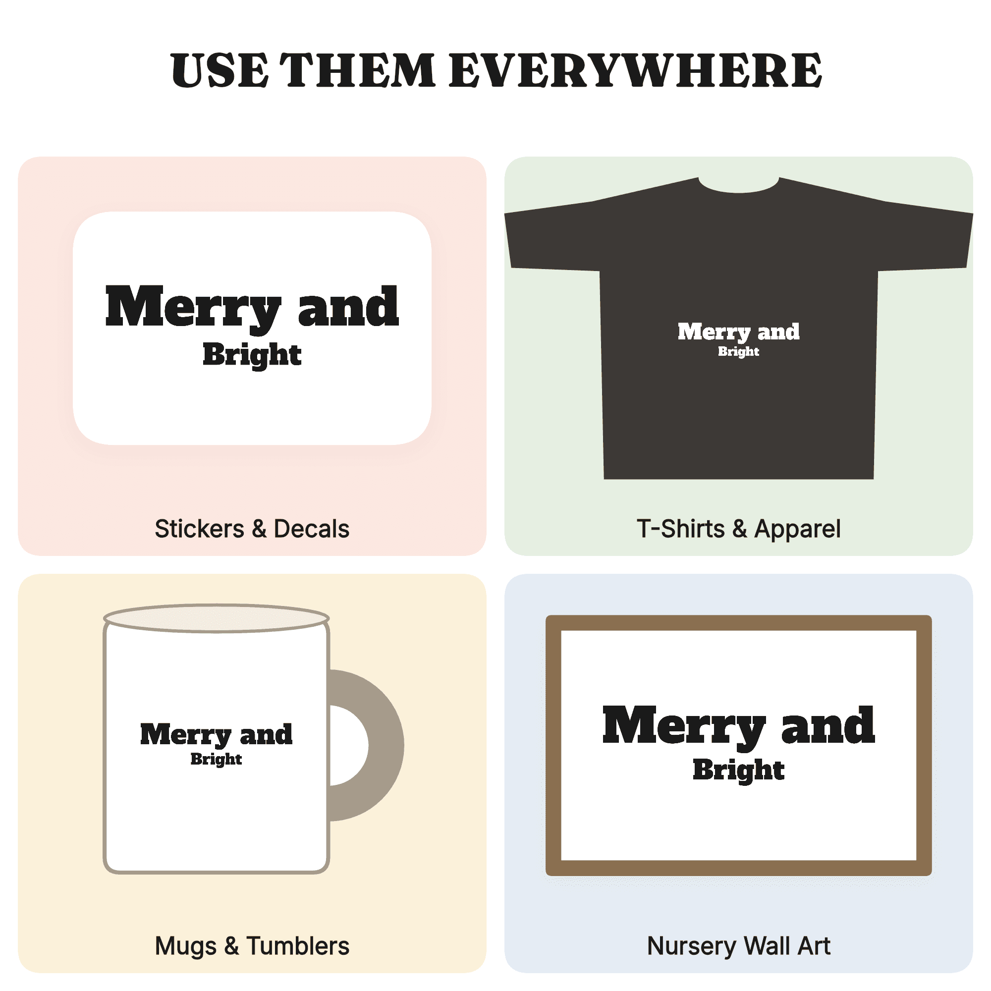 Merry and Bright SVG PNG Mid Century Christmas Retro Sunburst Cut File for Cricut, view 3