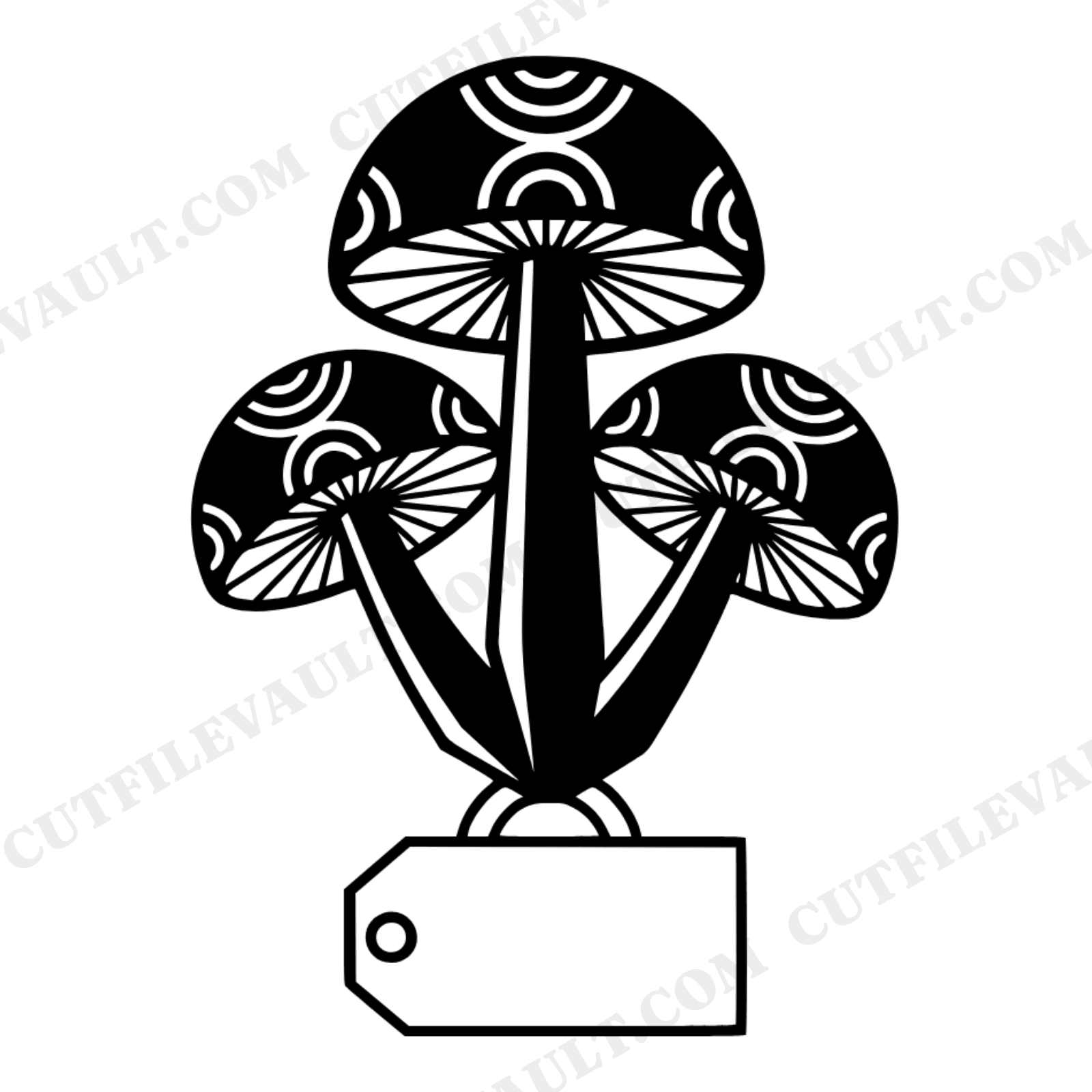 Art Deco Toadstool Trio SVG PNG, Vintage Herbarium Botanical Mushroom Cut File for Halloween Crafts, view 1