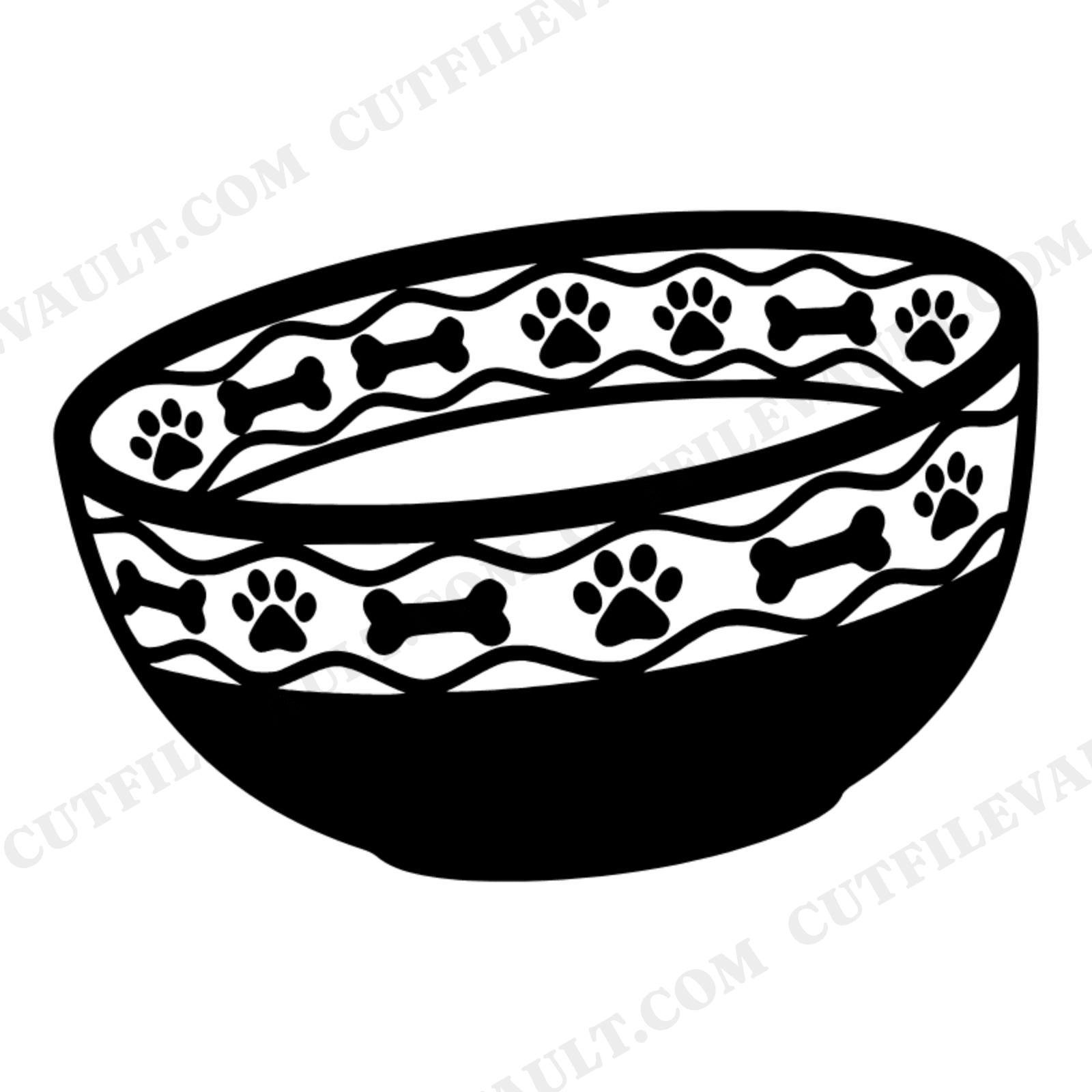 Retro Mixing Bowl SVG with Paw Print Border, Dog Kitchen SVG PNG, Vintage Pet Lover Cut File, view 1