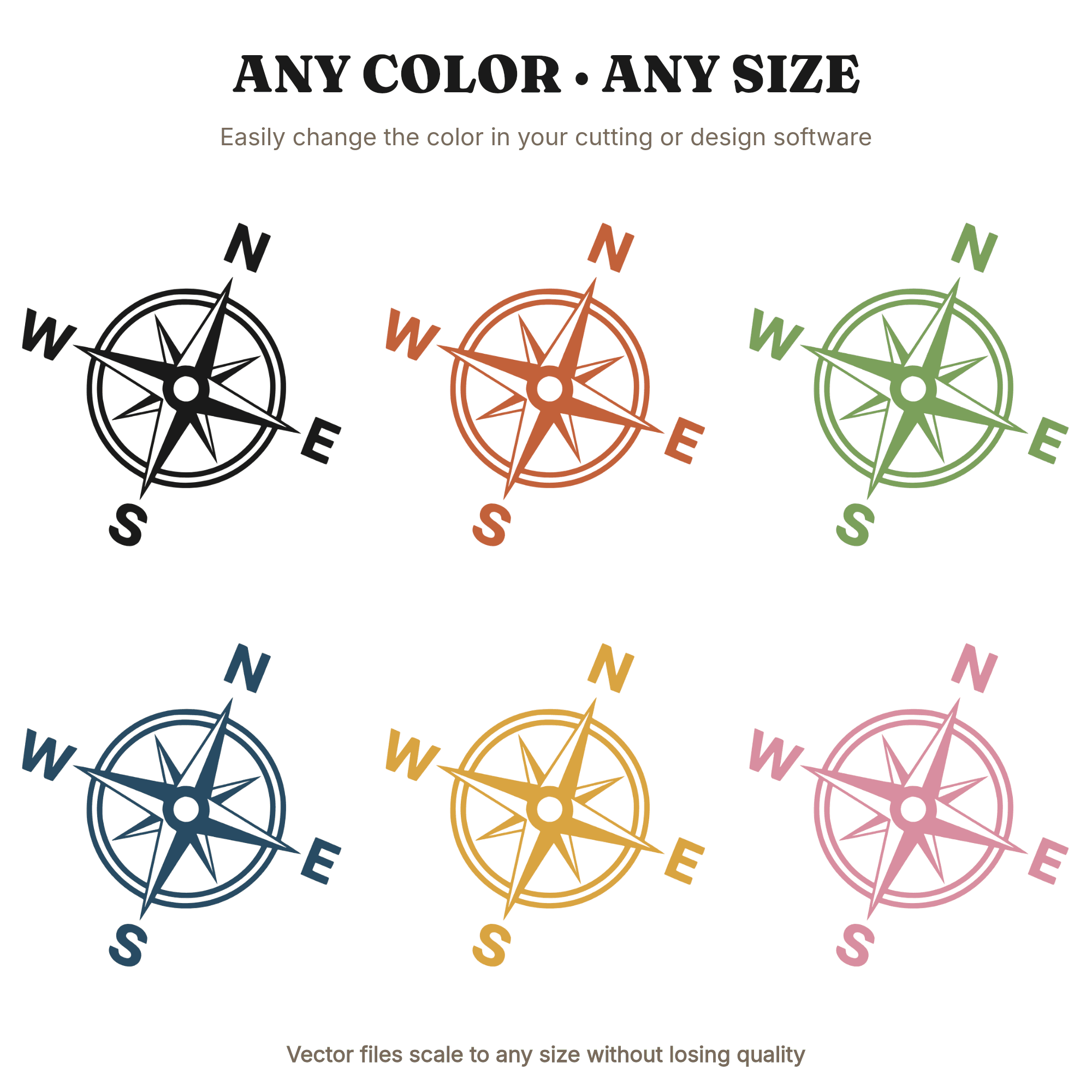 Veterans Day Compass SVG PNG, Tilted Navigation Compass Silhouette, Military Tribute Cut File, view 2