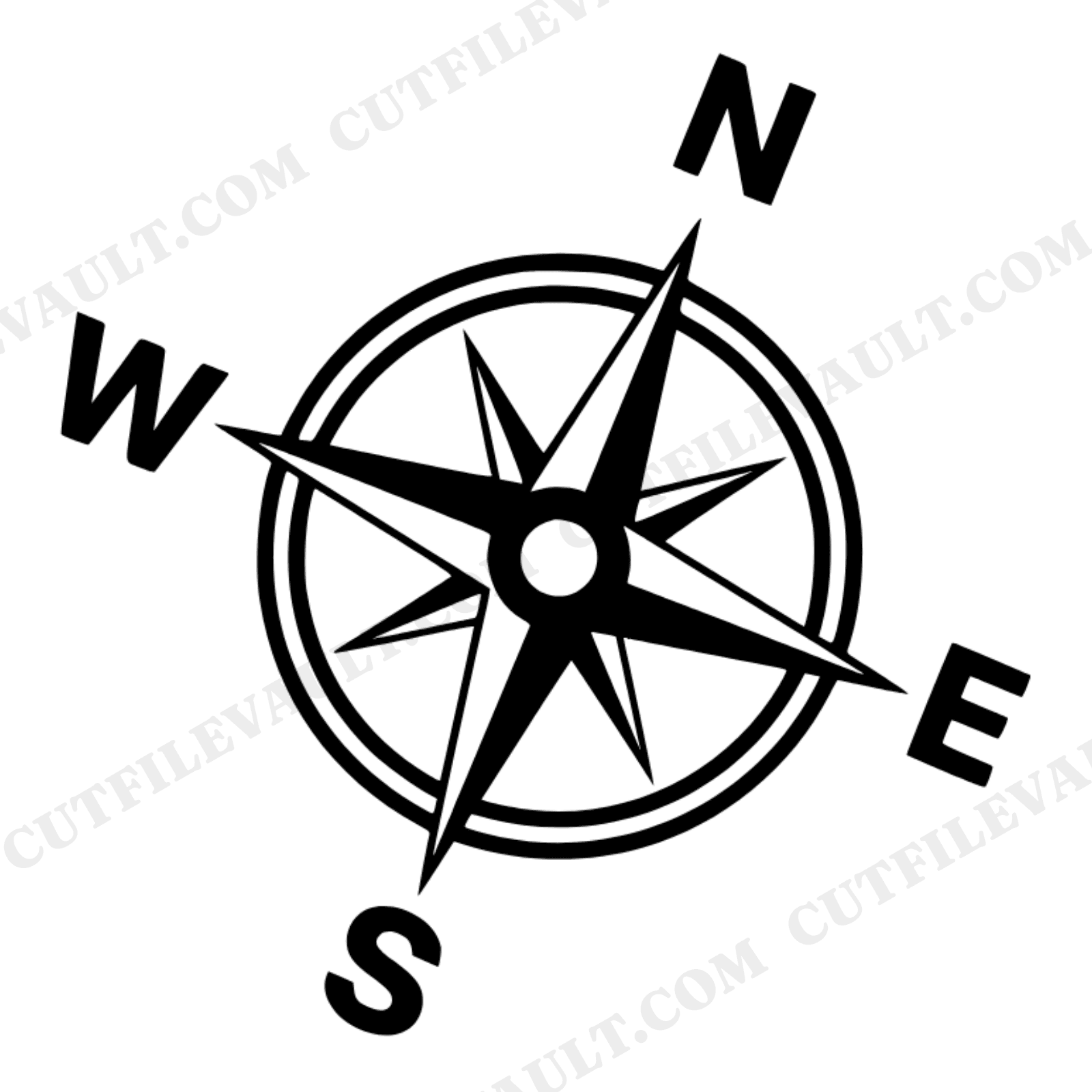 Veterans Day Compass SVG PNG, Tilted Navigation Compass Silhouette, Military Tribute Cut File, view 1