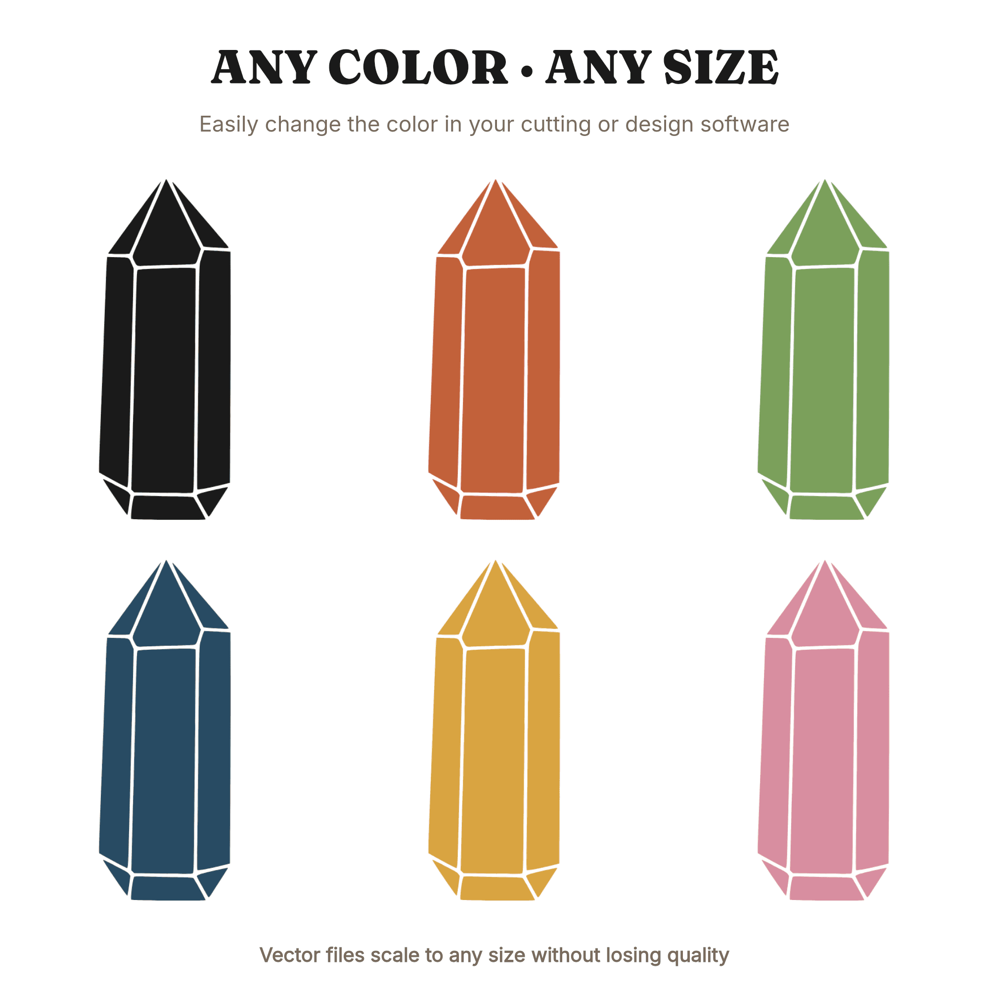 Tall Quartz Crystal Point SVG PNG, Geometric Faceted Mineral Cut File, Layered Vinyl Design, view 2