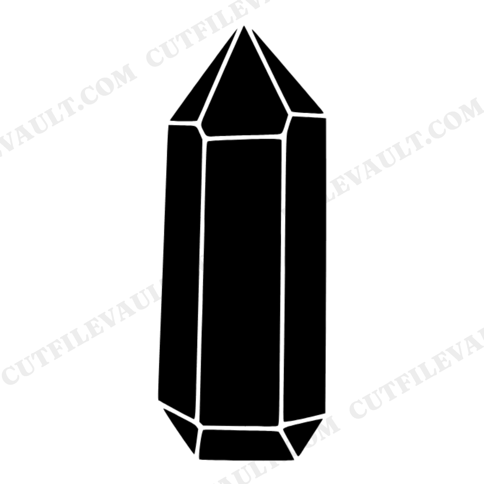 Tall Quartz Crystal Point SVG PNG, Geometric Faceted Mineral Cut File, Layered Vinyl Design, view 1