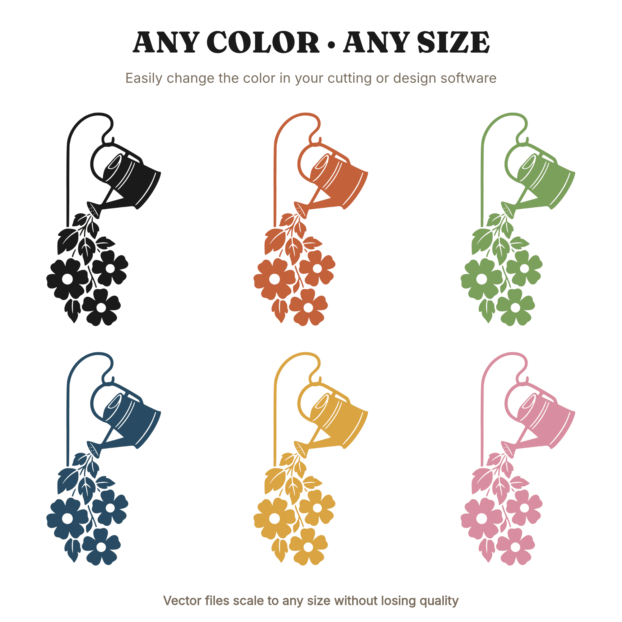 Upside Down Watering Can SVG PNG, Mid Century Flowers Garden Mom Cut File for Mother's Day, view 2