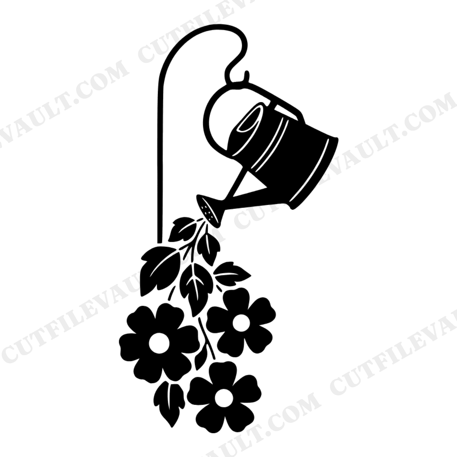 Upside Down Watering Can SVG PNG, Mid Century Flowers Garden Mom Cut File for Mother's Day, view 1