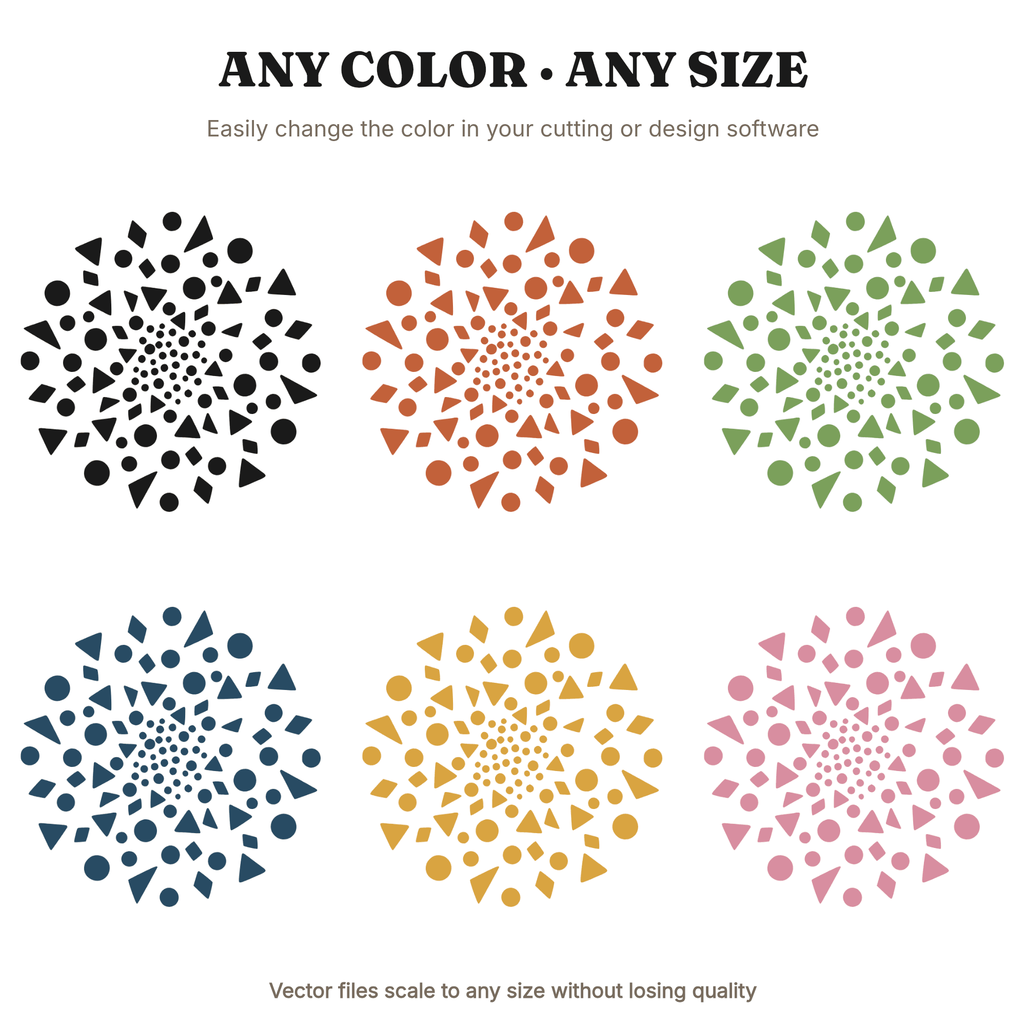 Whimsical Confetti Spiral Vortex SVG PNG, Mid Century New Year's Eve Party Cut File, view 2