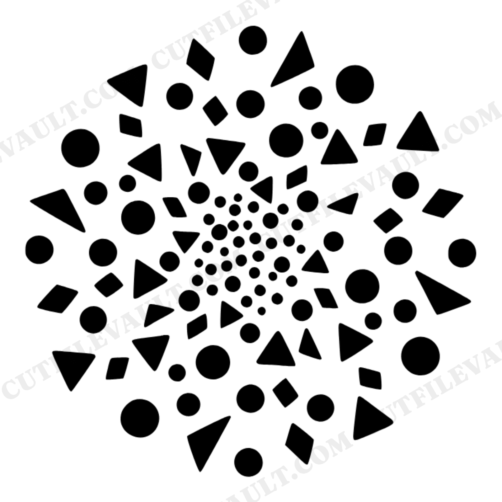 Whimsical Confetti Spiral Vortex SVG PNG, Mid Century New Year's Eve Party Cut File, view 1