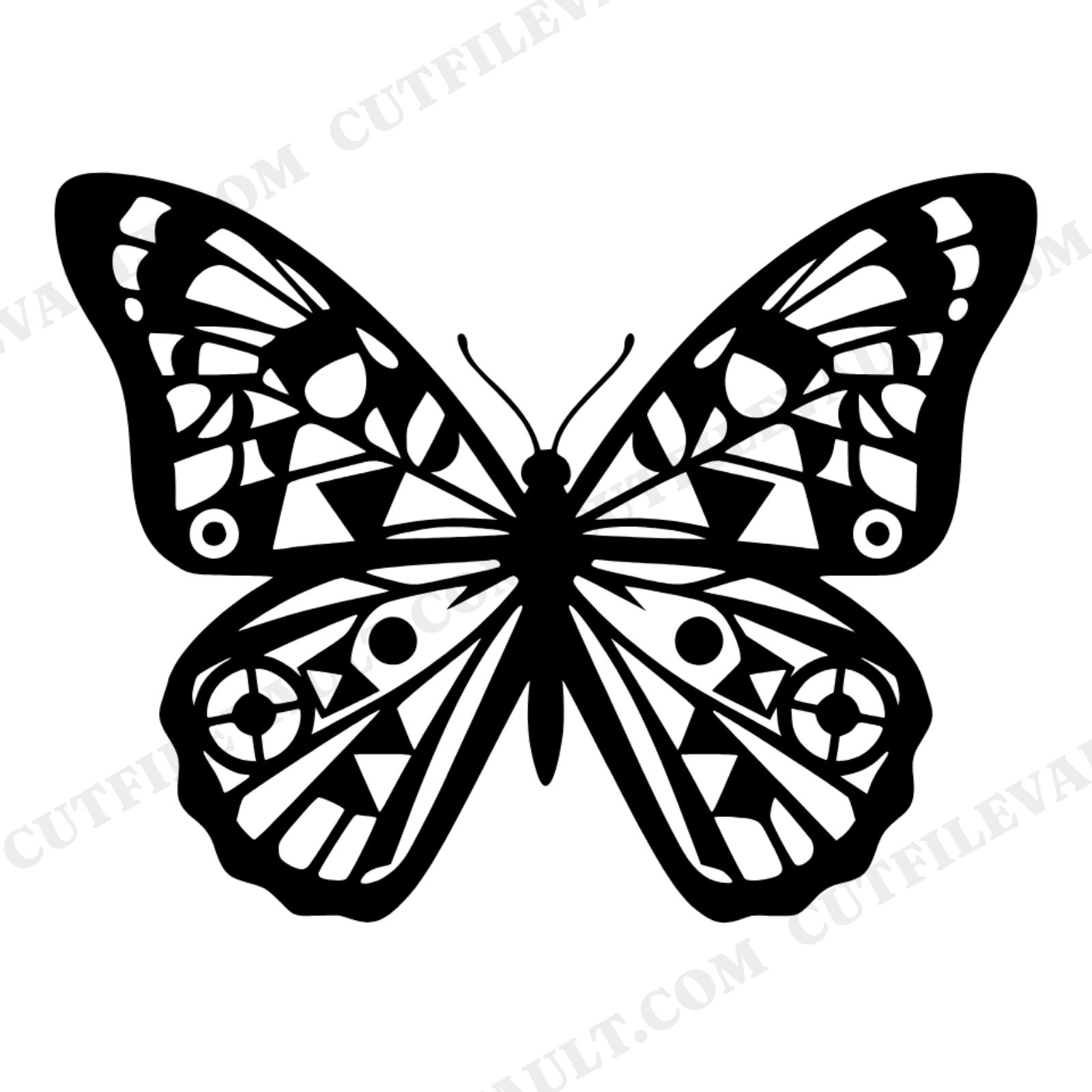 Butterfly Mandala SVG PNG Mother's Day Wall Art Scandinavian Line Art Cut File, view 1