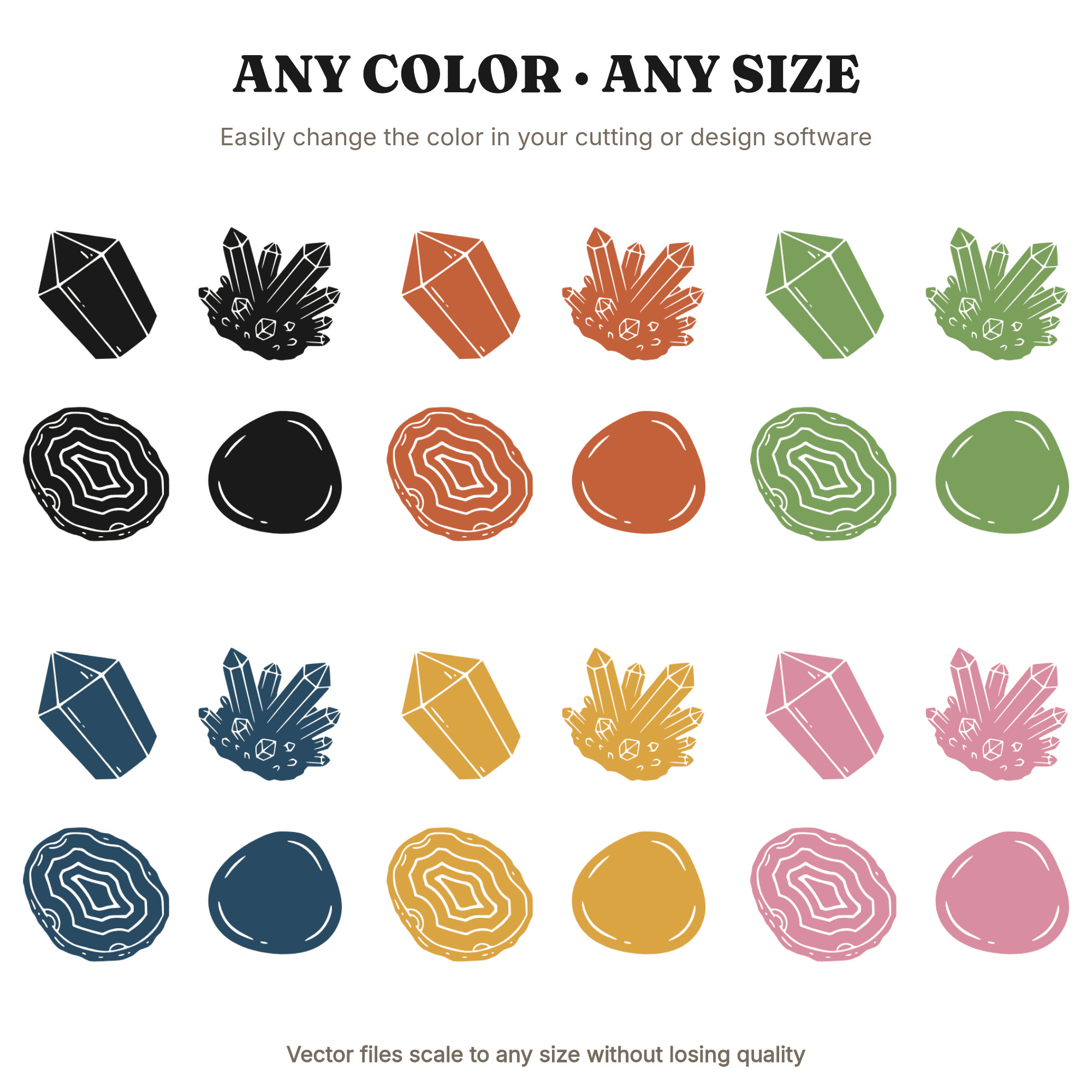 Radial Mineral Specimen Circle SVG PNG, Vintage Botanical Crystal Study, Nature Cut File, view 2