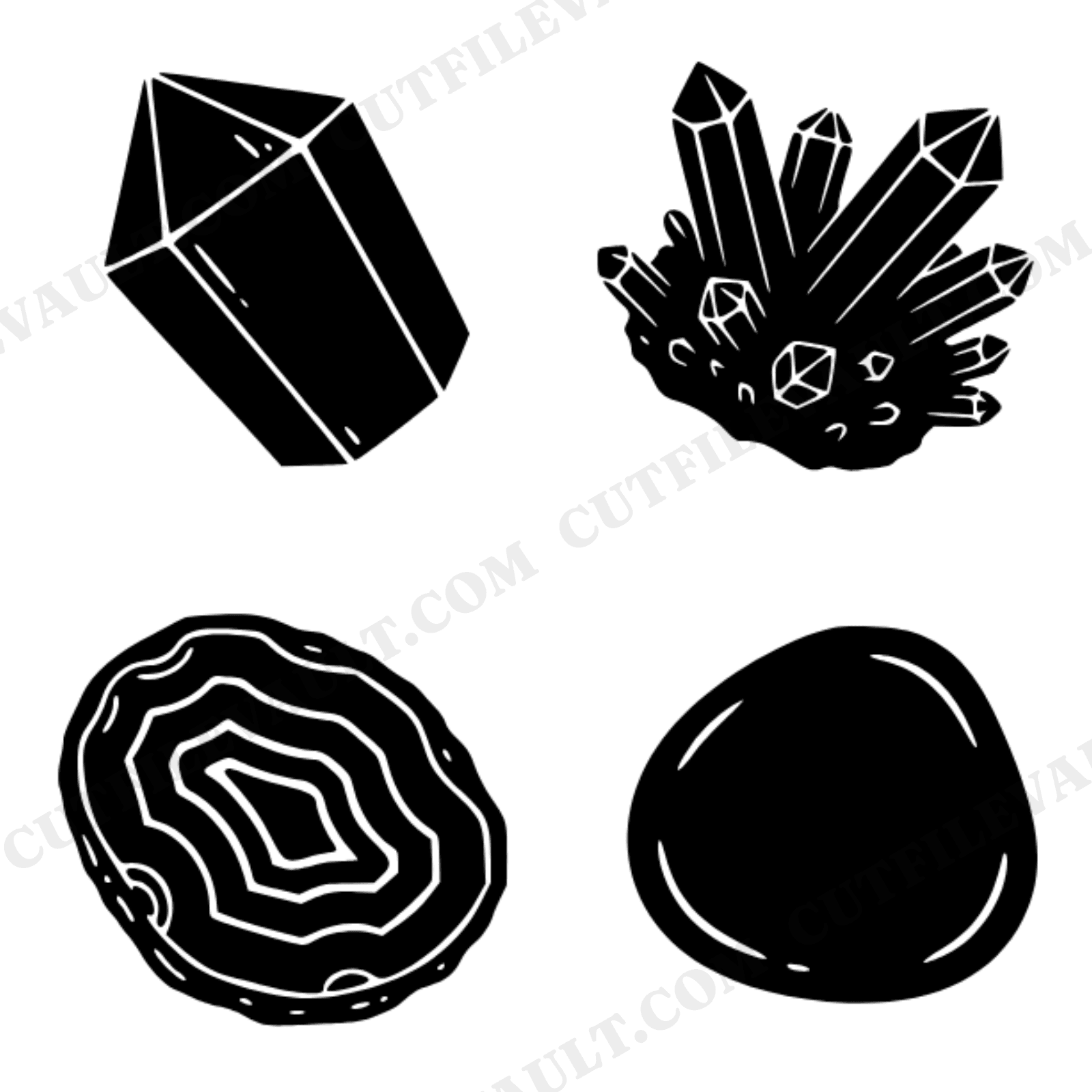 Radial Mineral Specimen Circle SVG PNG, Vintage Botanical Crystal Study, Nature Cut File, view 1