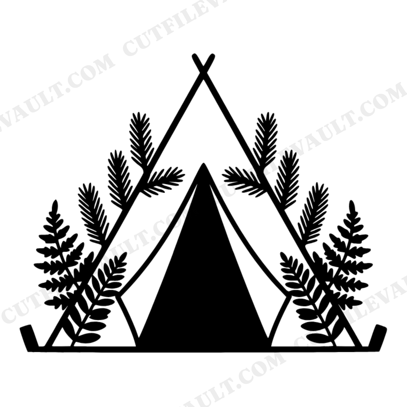 Vintage A-Frame Camping Tent SVG PNG, Open Door Flap Cut File, Outdoor Adventure Design, view 1