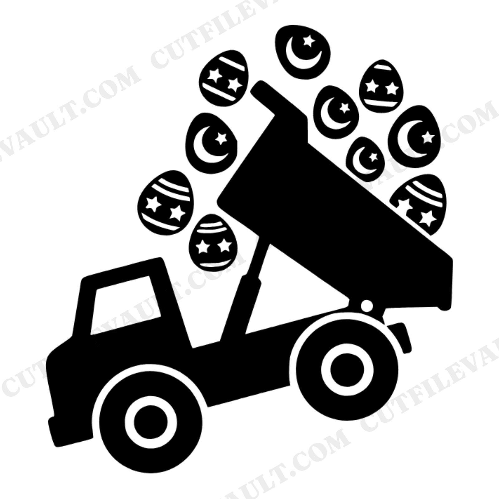 Celestial Dump Truck SVG PNG, Moon Eggs Easter Cut File, Mystical Nursery Design, Cosmic Truck, view 1