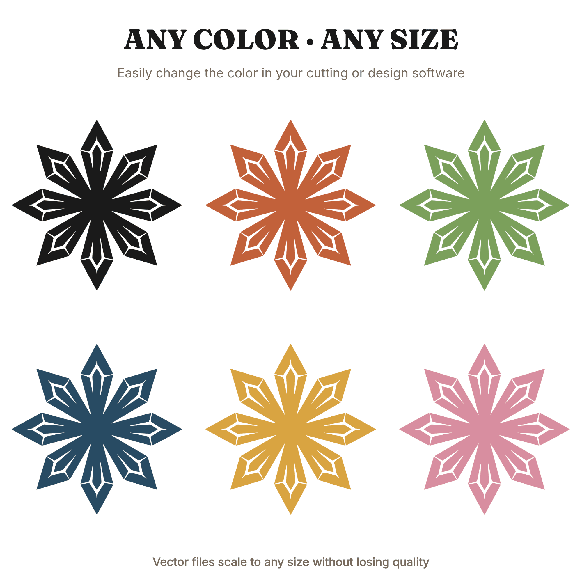 Six Point Crystal Cluster Mandala SVG PNG, Boho Geometric Mineral Silhouette Cut File, view 2