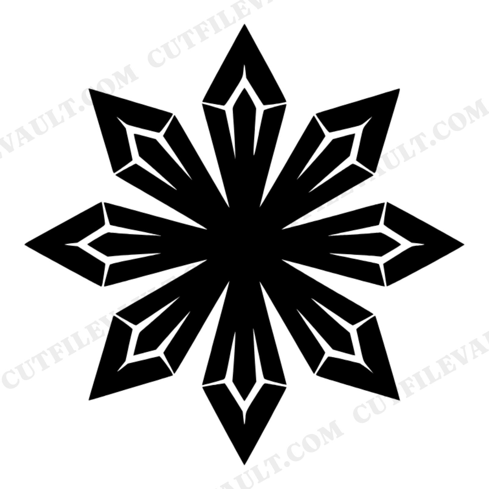 Six Point Crystal Cluster Mandala SVG PNG, Boho Geometric Mineral Silhouette Cut File, view 1