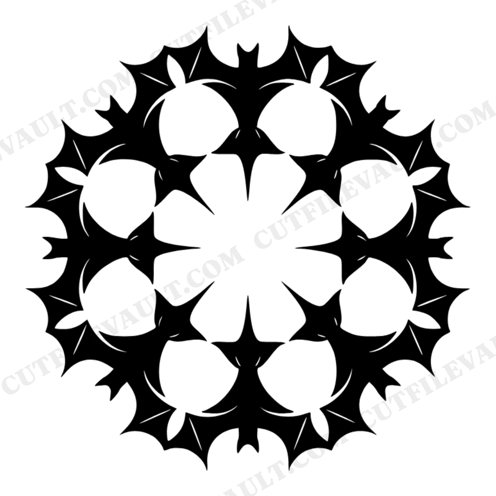 Bat Mandala SVG PNG, Halloween Pinwheel Cut File, Boho Radial Symmetry Design for Cricut, view 1