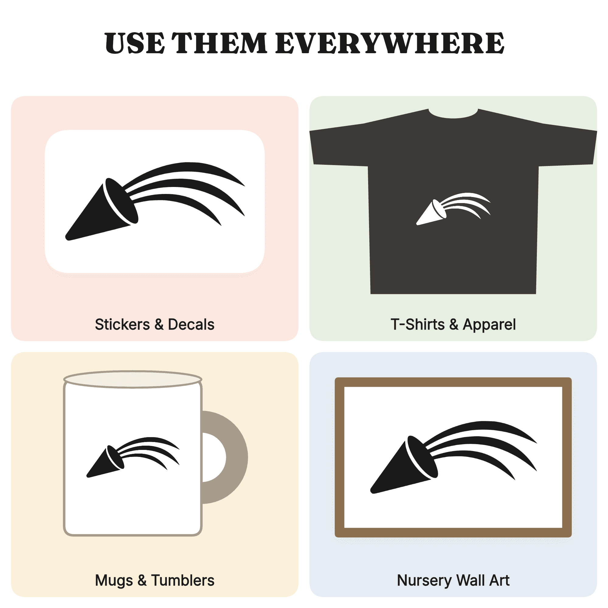 Party Hat SVG PNG, Tilted Cone Hat with Streamers, Mid Century Celebration Cut File for Cricut, view 3
