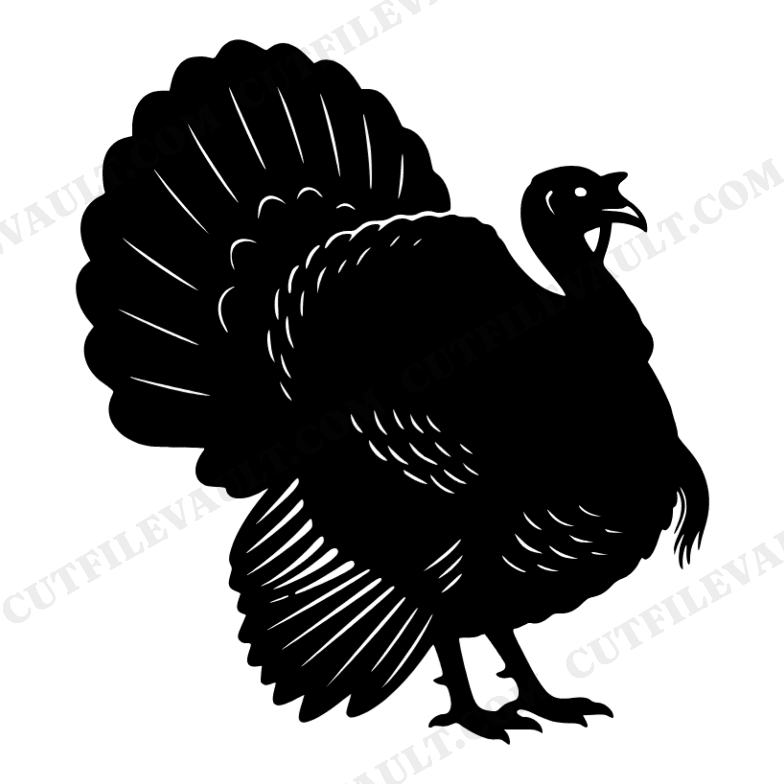 Strutting Turkey SVG PNG, Boho Thanksgiving Turkey Cut File, Farmhouse Fall Decor Silhouette, view 1