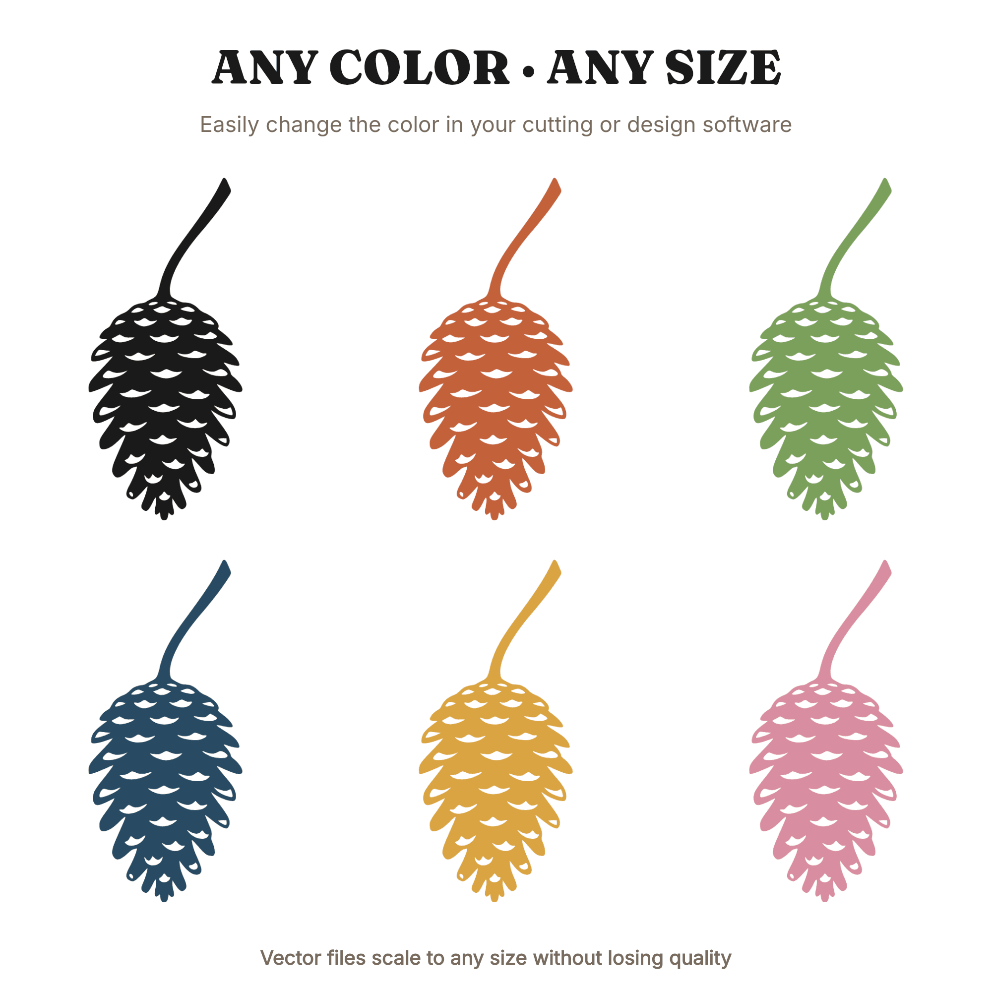 Pinecone Branch SVG PNG Winter Botanical Silhouette Boho Christmas Cut File Cricut Organic Decor, view 2