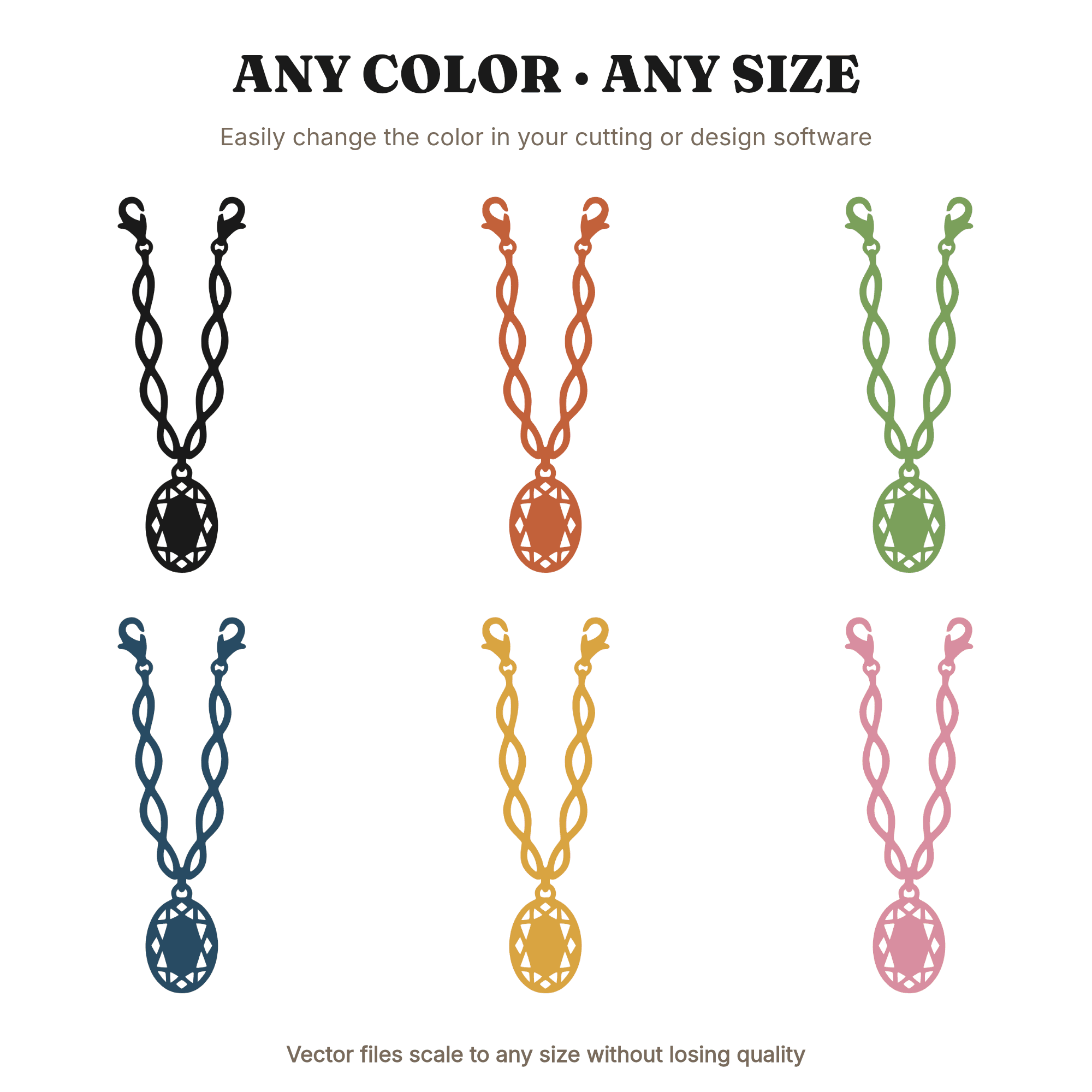 Oval Sapphire Pendant SVG PNG, Boho Gemstone Jewelry Chain Necklace Cut File for Cricut, view 2