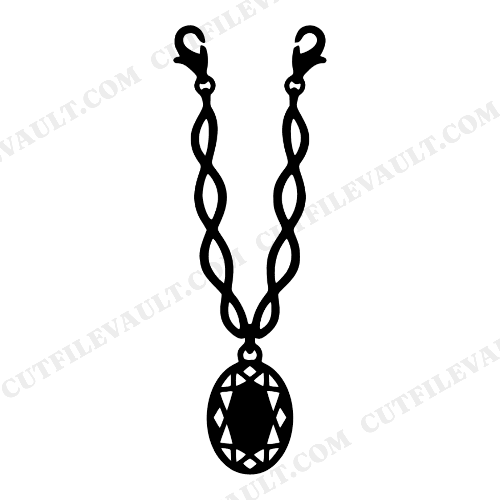 Oval Sapphire Pendant SVG PNG, Boho Gemstone Jewelry Chain Necklace Cut File for Cricut, view 1