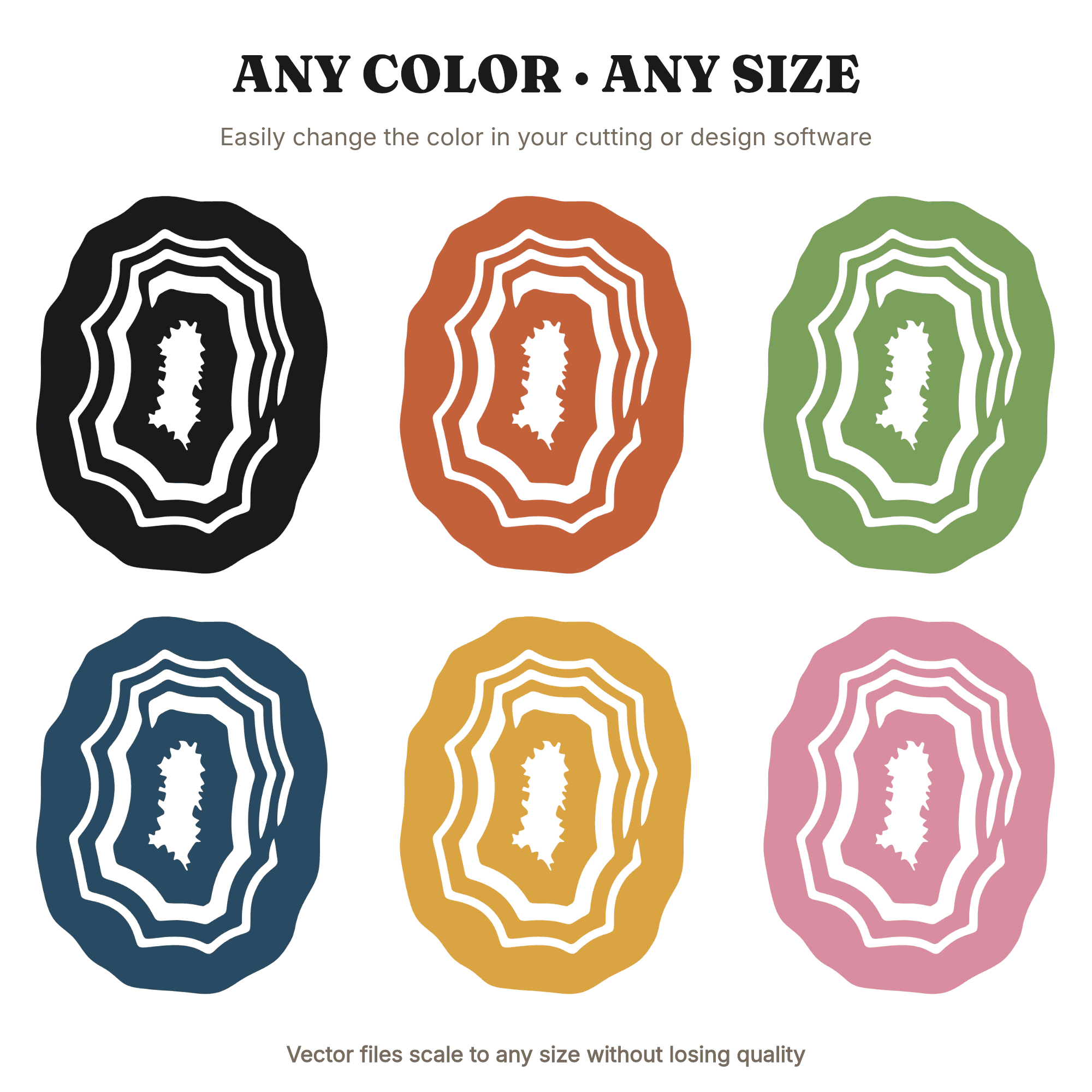 Retro Geode Slice SVG PNG, 70s Groovy Druzy Crystal Cut File, Organic Abstract Wall Art Design, view 2