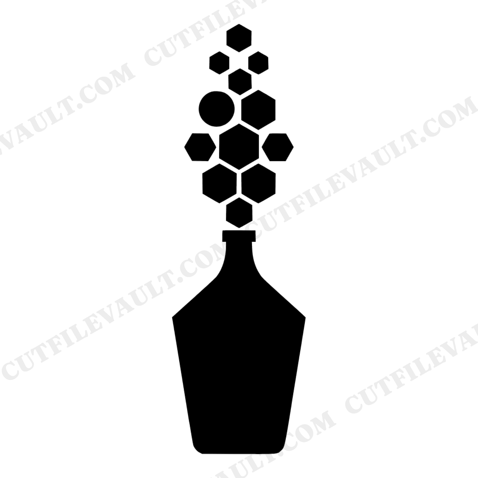 Art Deco Champagne Bottle SVG PNG, Retro 70s Geometric Bubbles Cut File for New Year Wedding, view 1