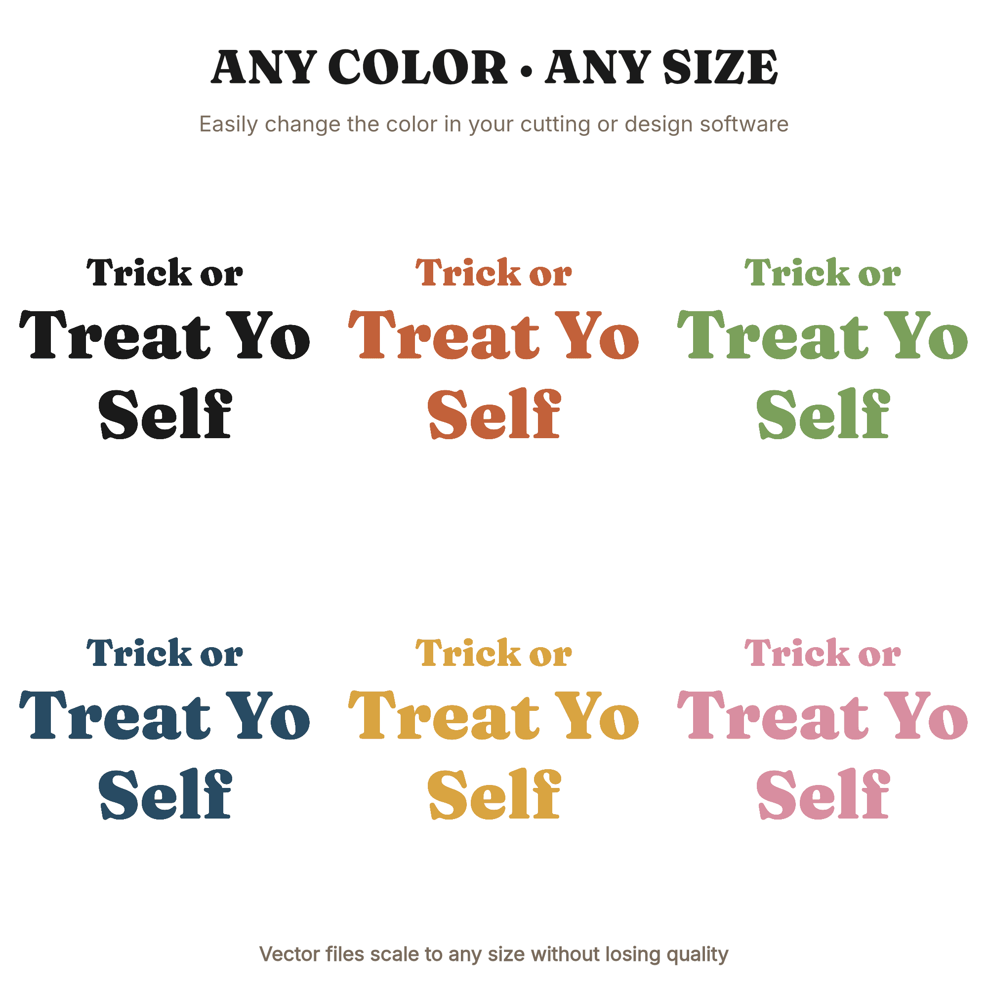 Trick or Treat Yo Self SVG PNG, Halloween Tote Bag Design, Art Nouveau Hand Lettering Cut File, view 2