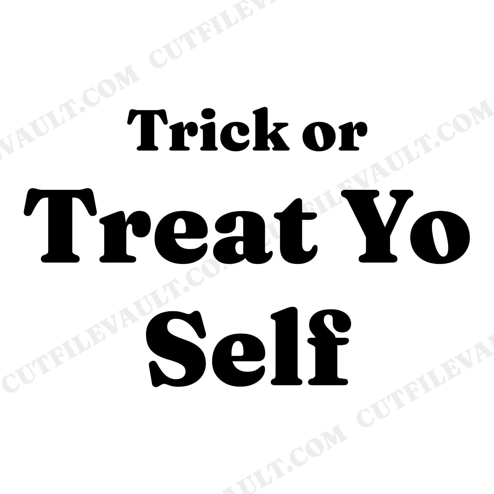Trick or Treat Yo Self SVG PNG, Halloween Tote Bag Design, Art Nouveau Hand Lettering Cut File, view 1