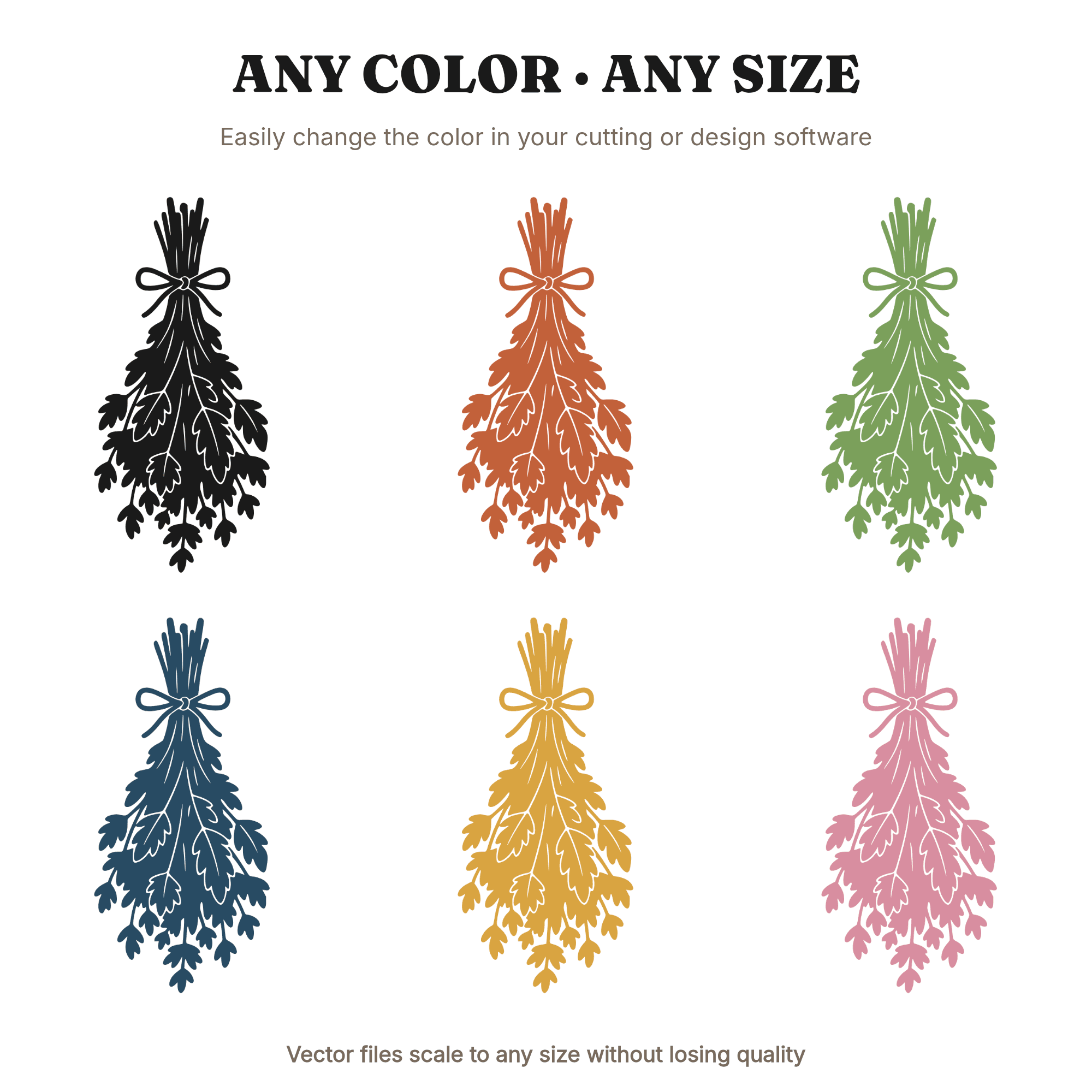 Hanging Herb Bundle SVG PNG, Mother's Day Kitchen Botanical Line Art, Scandinavian Decor Cut File, view 2