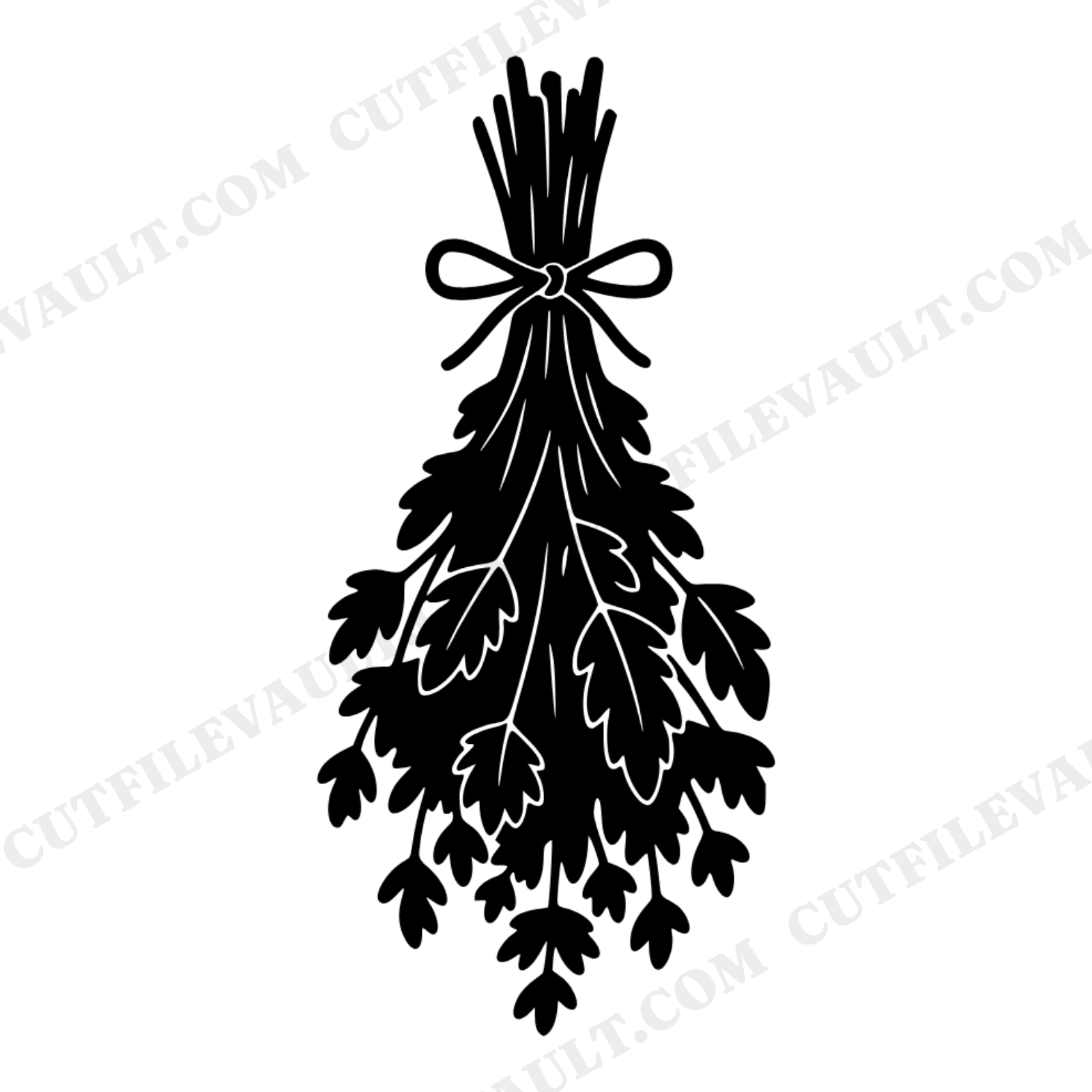 Hanging Herb Bundle SVG PNG, Mother's Day Kitchen Botanical Line Art, Scandinavian Decor Cut File, view 1
