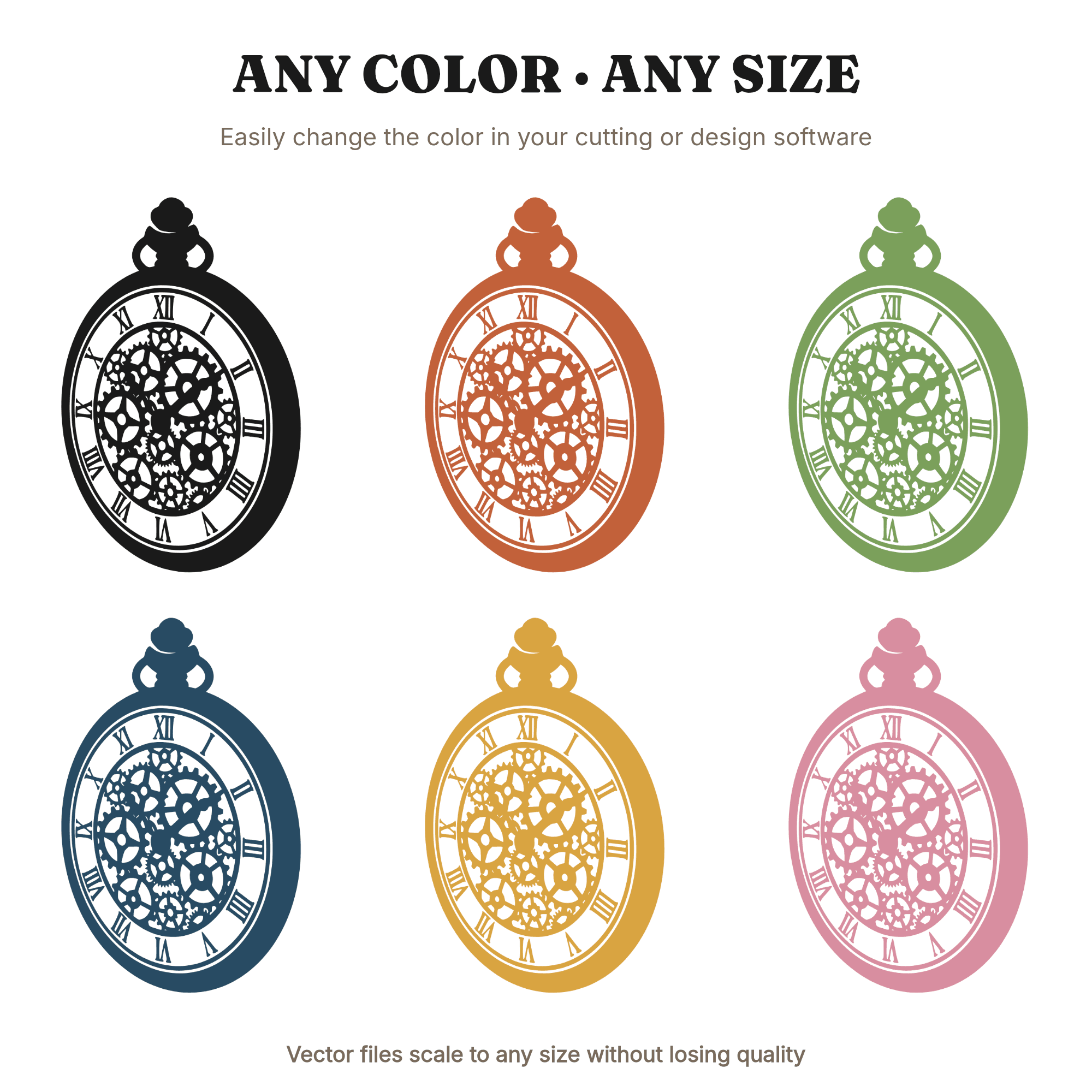Steampunk Pocket Watch Christmas Countdown SVG PNG, Victorian Gears Celestial Holiday Cut File, view 2