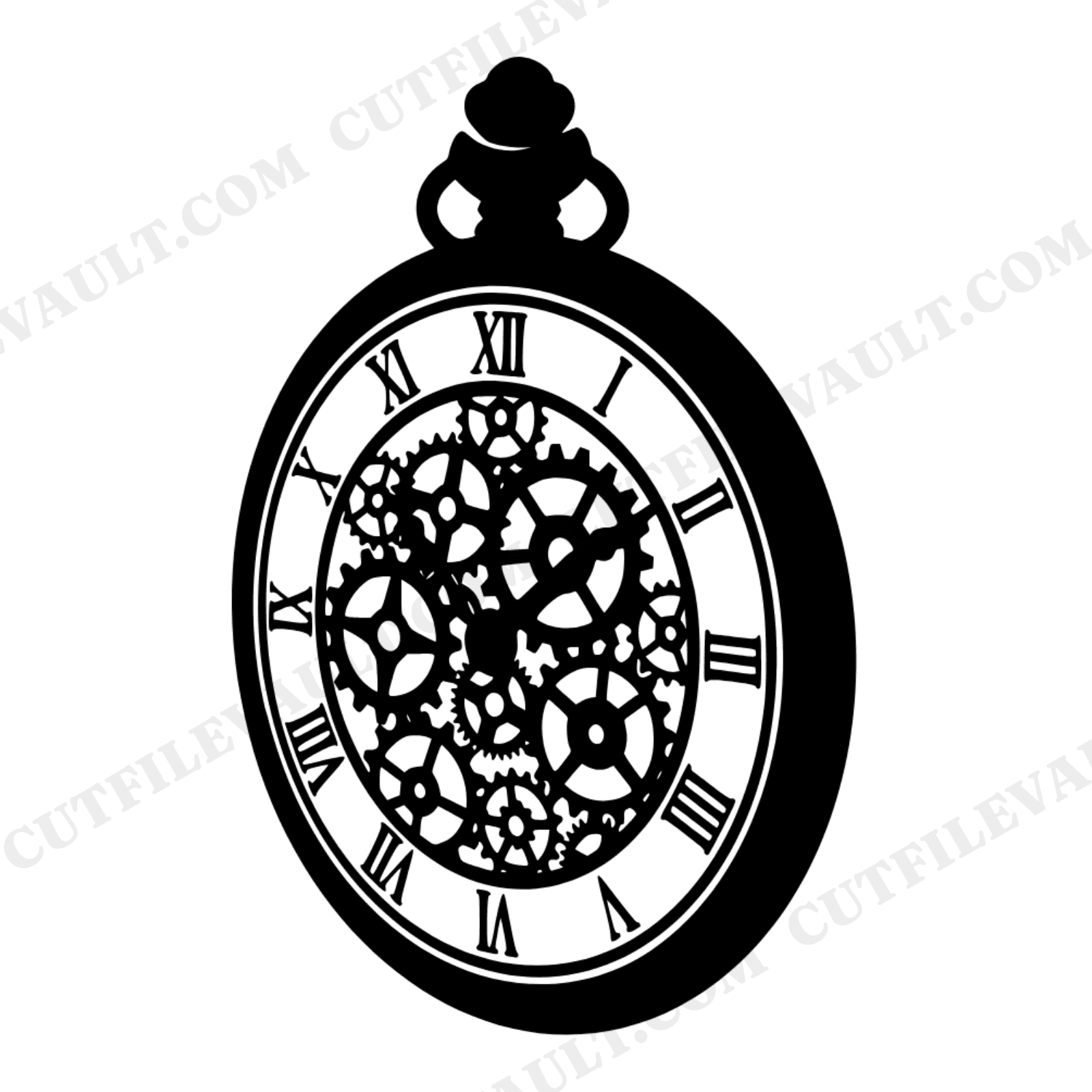 Steampunk Pocket Watch Christmas Countdown SVG PNG, Victorian Gears Celestial Holiday Cut File, view 1